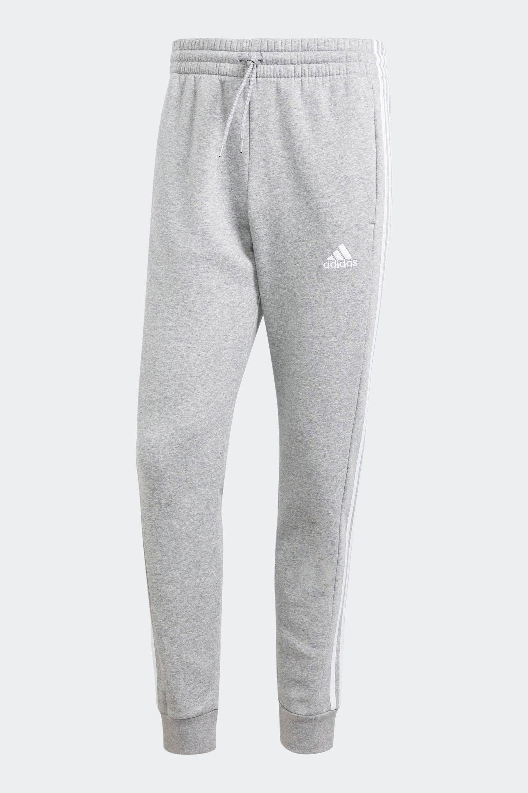 Adidas grey 3 stripe joggers sales