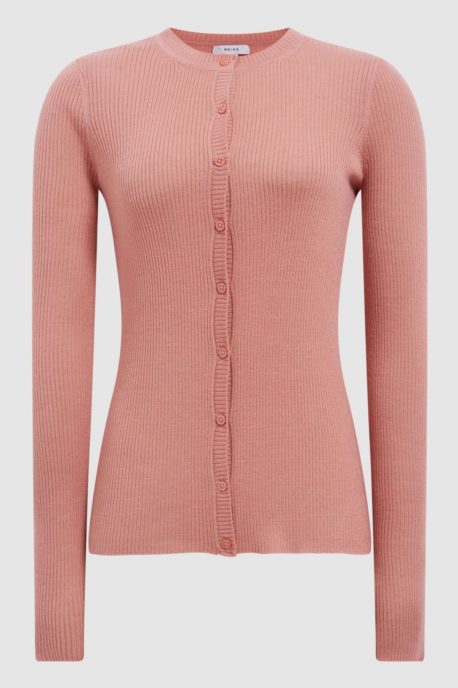 Pink ribbed cardigan clearance