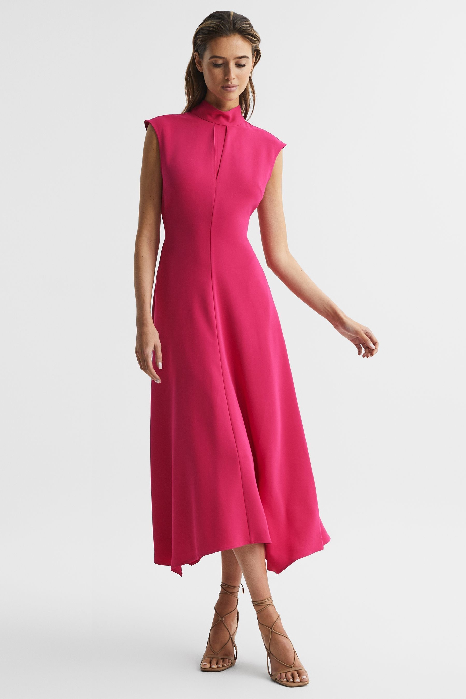 Buy Reiss Bright Pink Livvy Open Back Midi Dress from Next Luxembourg