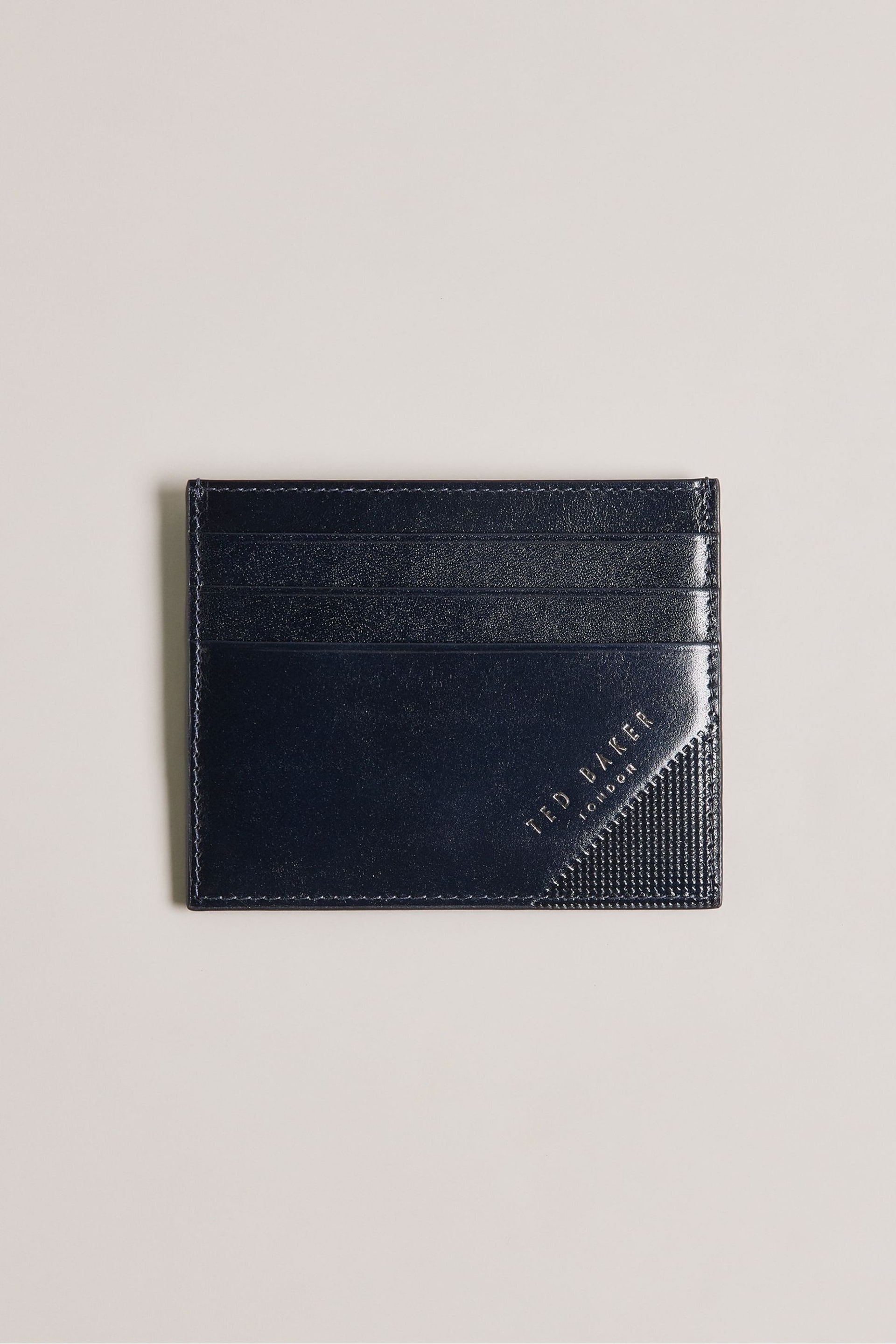 Ted Baker Blue Raffles Embossed Corner Leather Card Holder - Image 1 of 3