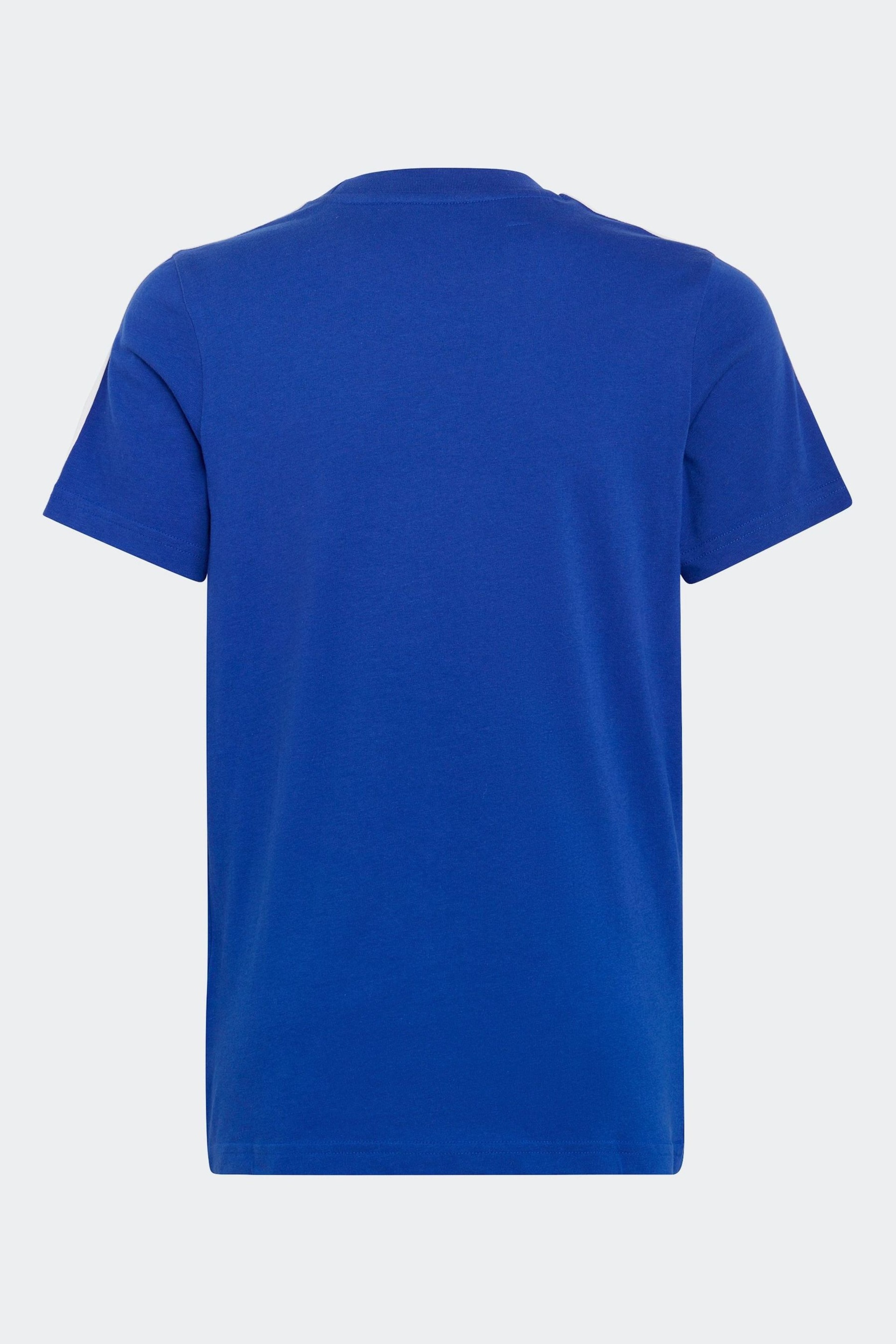 adidas Blue Essentials 3-Stripes Cotton T-Shirt - Image 2 of 5