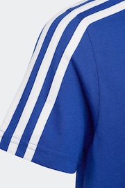adidas Blue Essentials 3-Stripes Cotton T-Shirt - Image 3 of 5