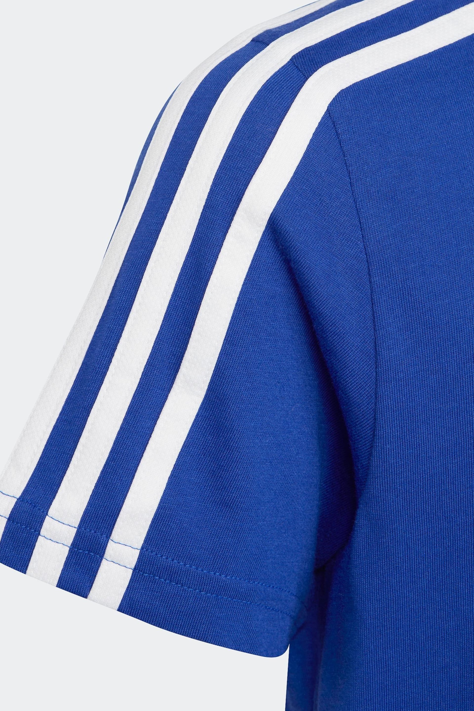 adidas Blue Essentials 3-Stripes Cotton T-Shirt - Image 3 of 5