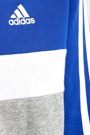 adidas Dark Blue Kids Sportswear Tiberio 3-Stripes Colourblock Fleece Tracksuit - Image 4 of 6