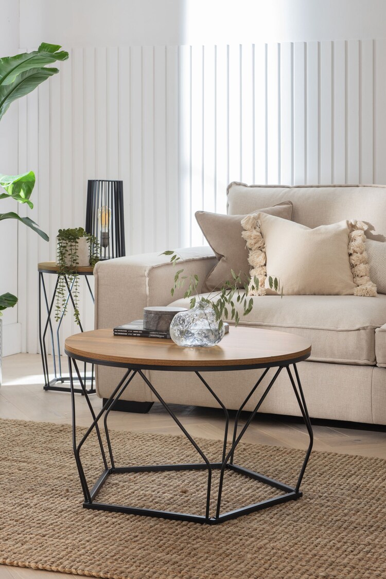 Buy Dark Pyramid Oak Effect Round Coffee Table from the Next UK online shop