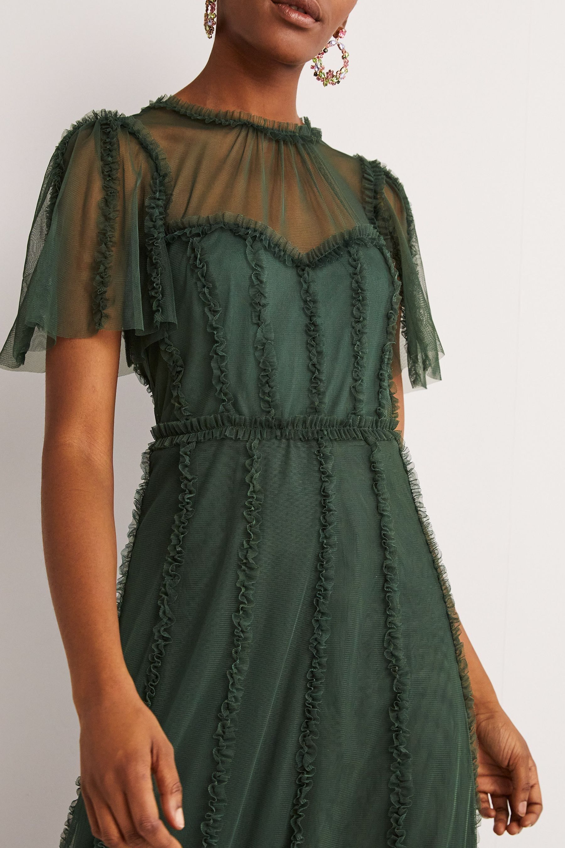Buy Boden Green Tulle Maxi Ruffle Party Dress from Next Lithuania