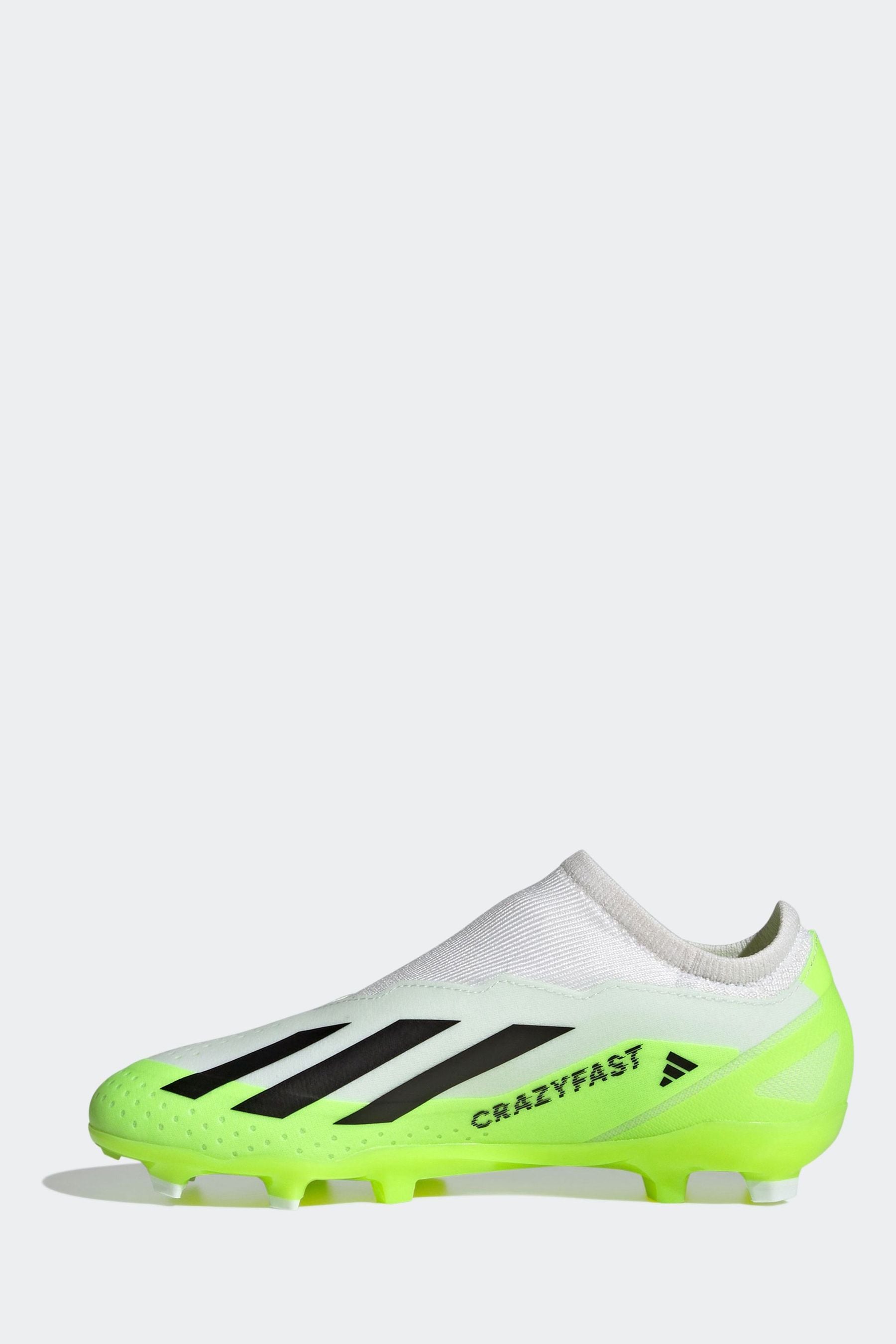 Buy adidas White Black Kids X Crazyfast.3 Laceless Firm Ground Football Boots from Next Luxembourg