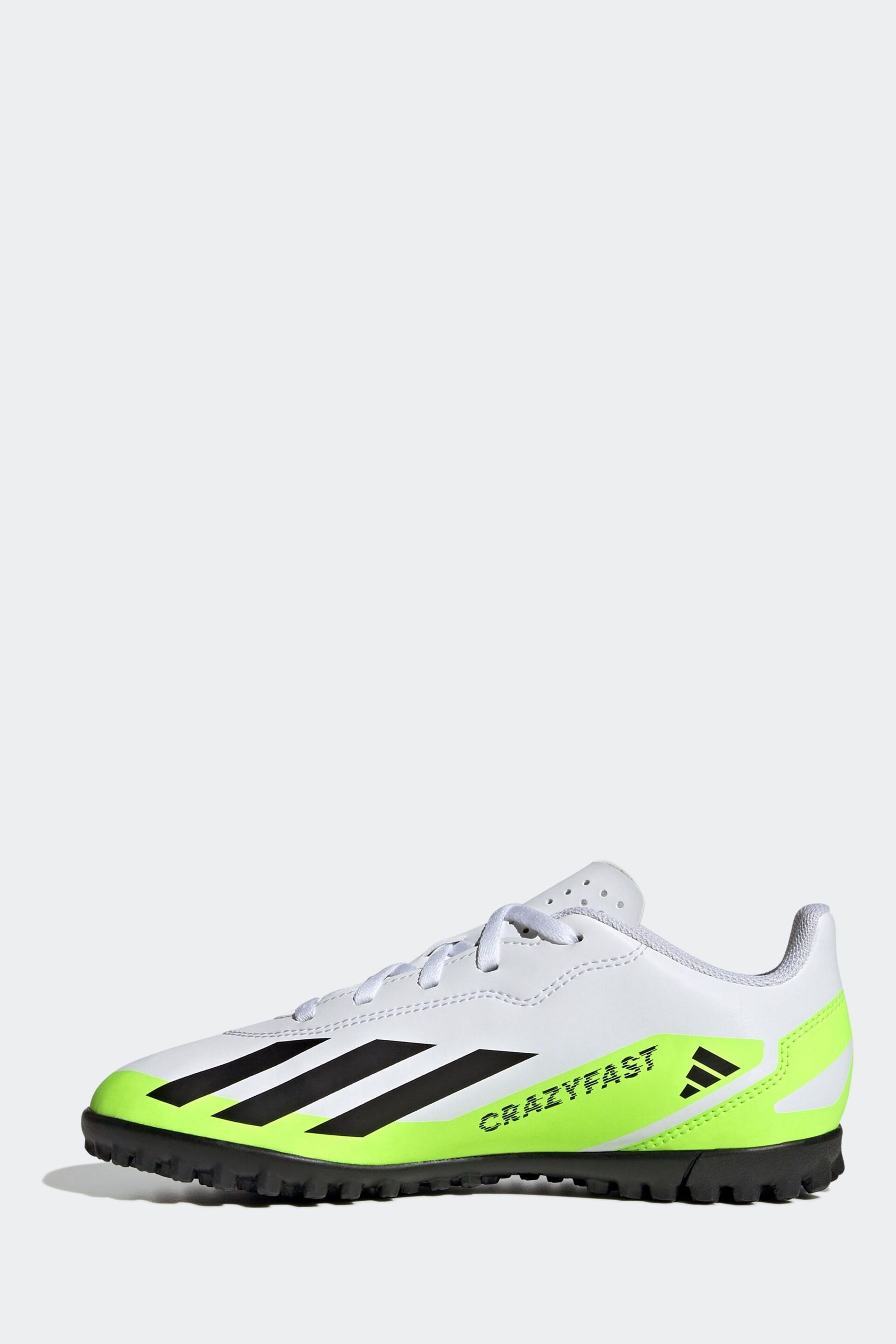 adidas White/Black Football Sport Performance Kids X Crazyfast 4 Turf Boots - Image 2 of 9