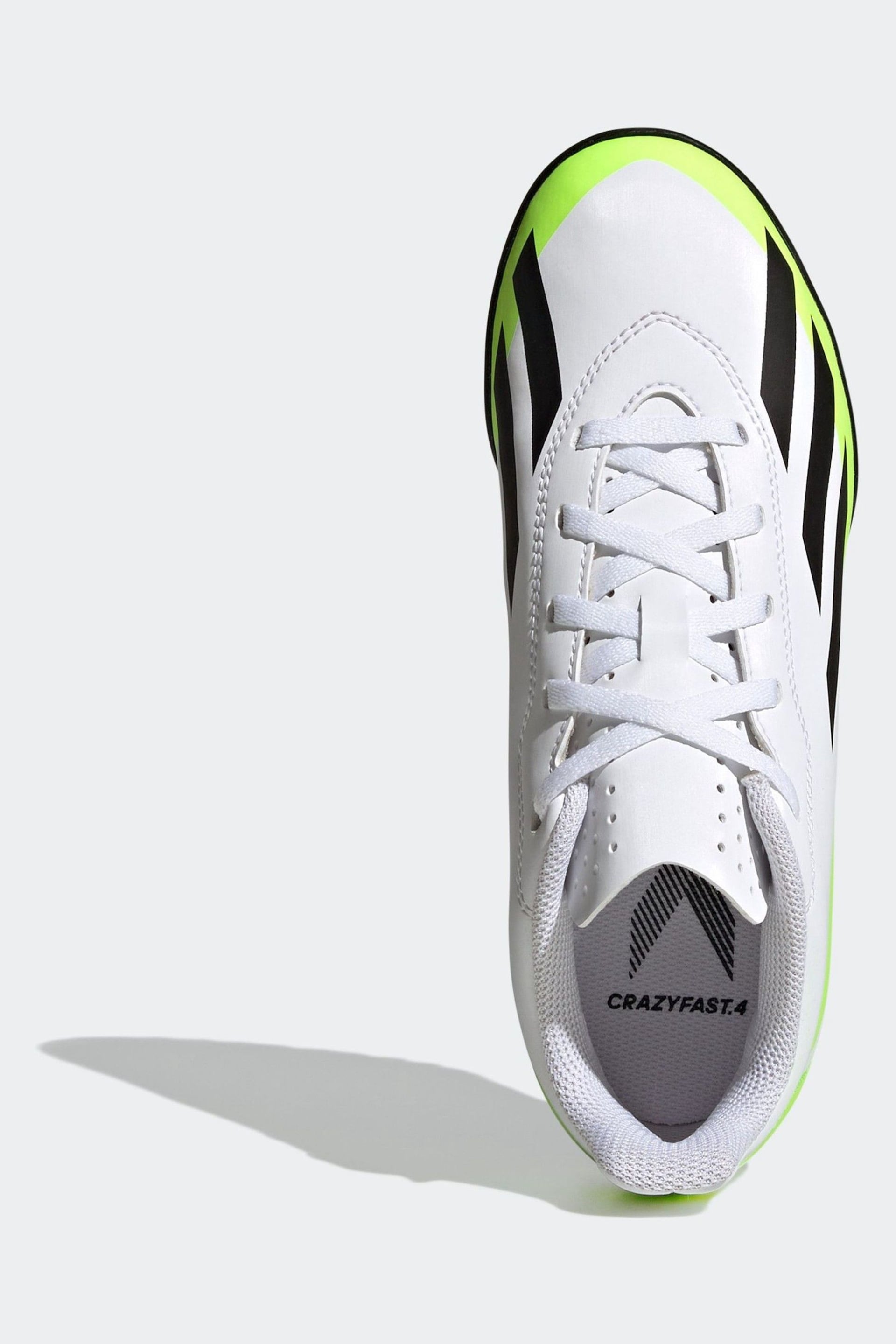 adidas White/Black Football Sport Performance Kids X Crazyfast 4 Turf Boots - Image 6 of 9