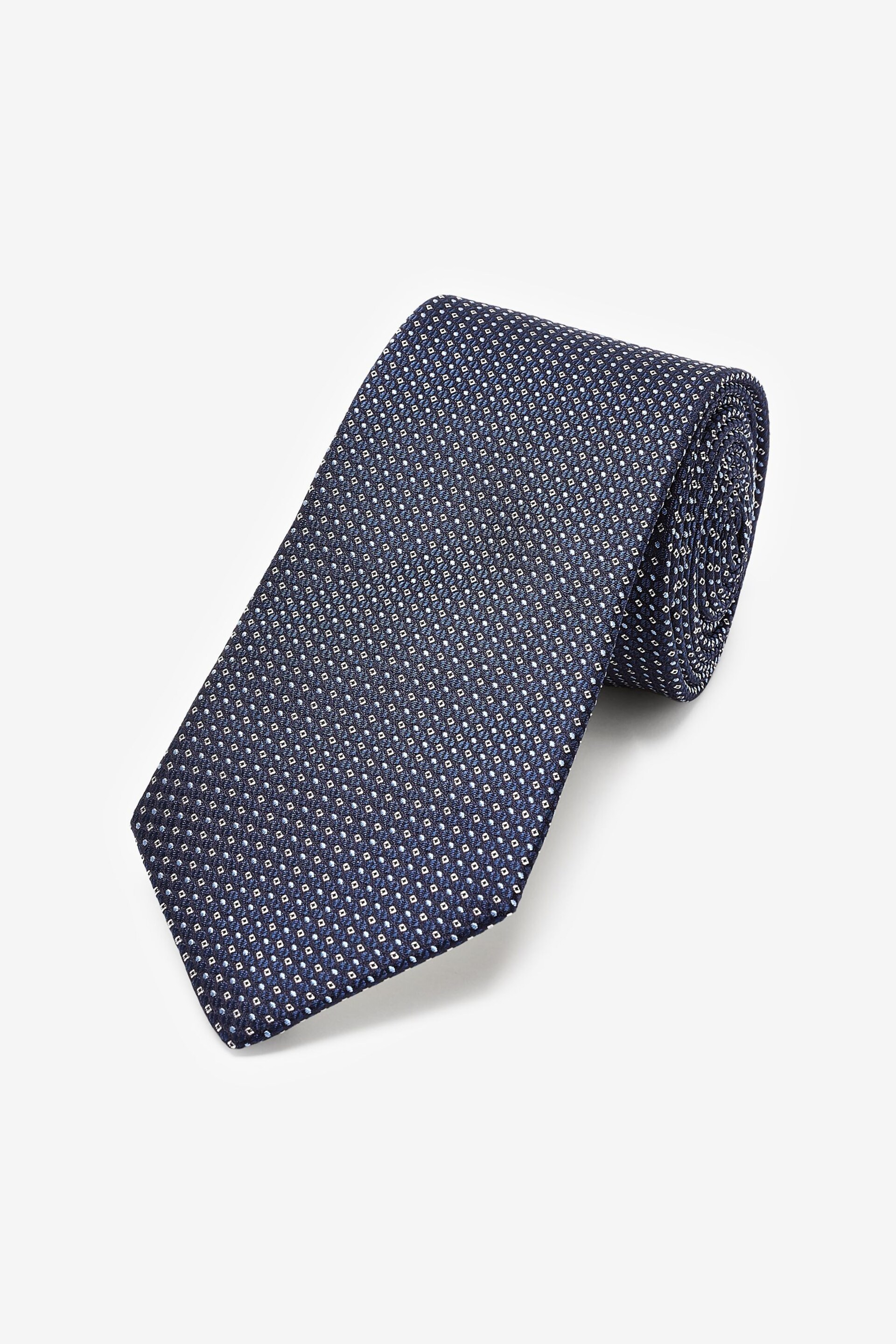 Blue Navy Pattern Signature Made In Italy Geometric Tie - Image 1 of 3