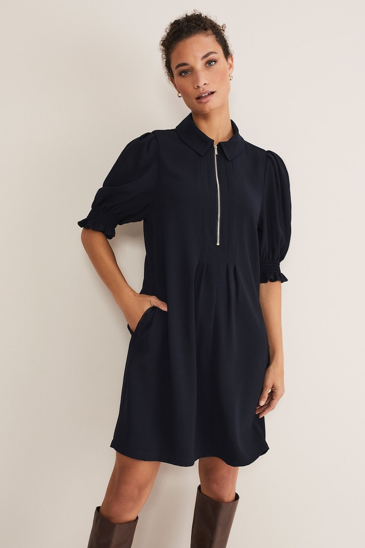 Phase Eight Navy Blue Zip Candice Mini Dress - Image 1 of 5