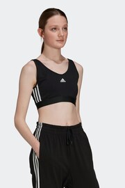 adidas Black/White Sportswear Essentials 3-Stripes Crop Top - Image 3 of 7