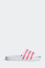 adidas White Adilette Aqua Sliders - Image 1 of 9
