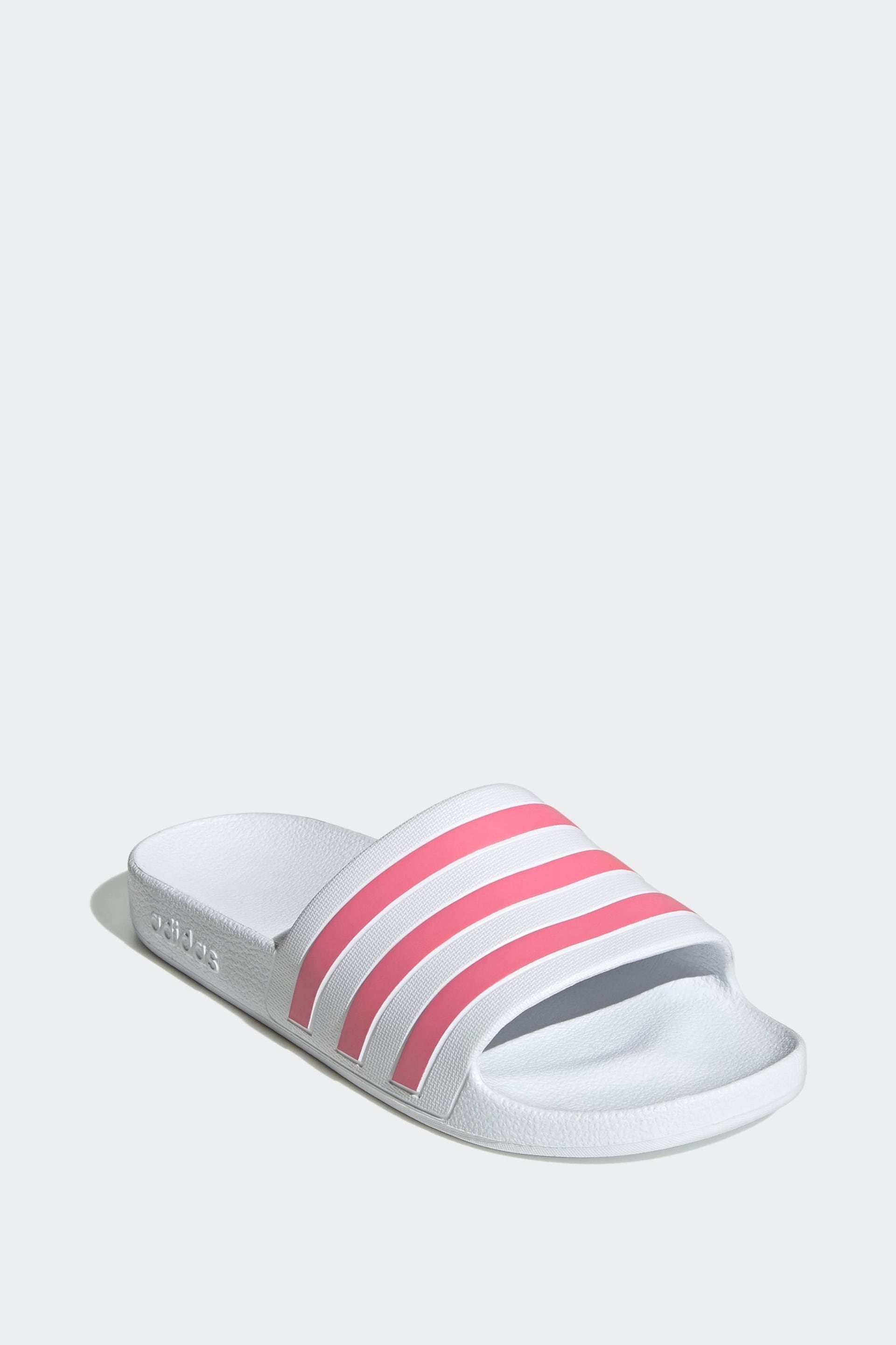adidas White Adilette Aqua Sliders - Image 3 of 9
