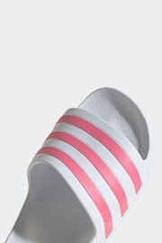 adidas White Adilette Aqua Sliders - Image 8 of 9