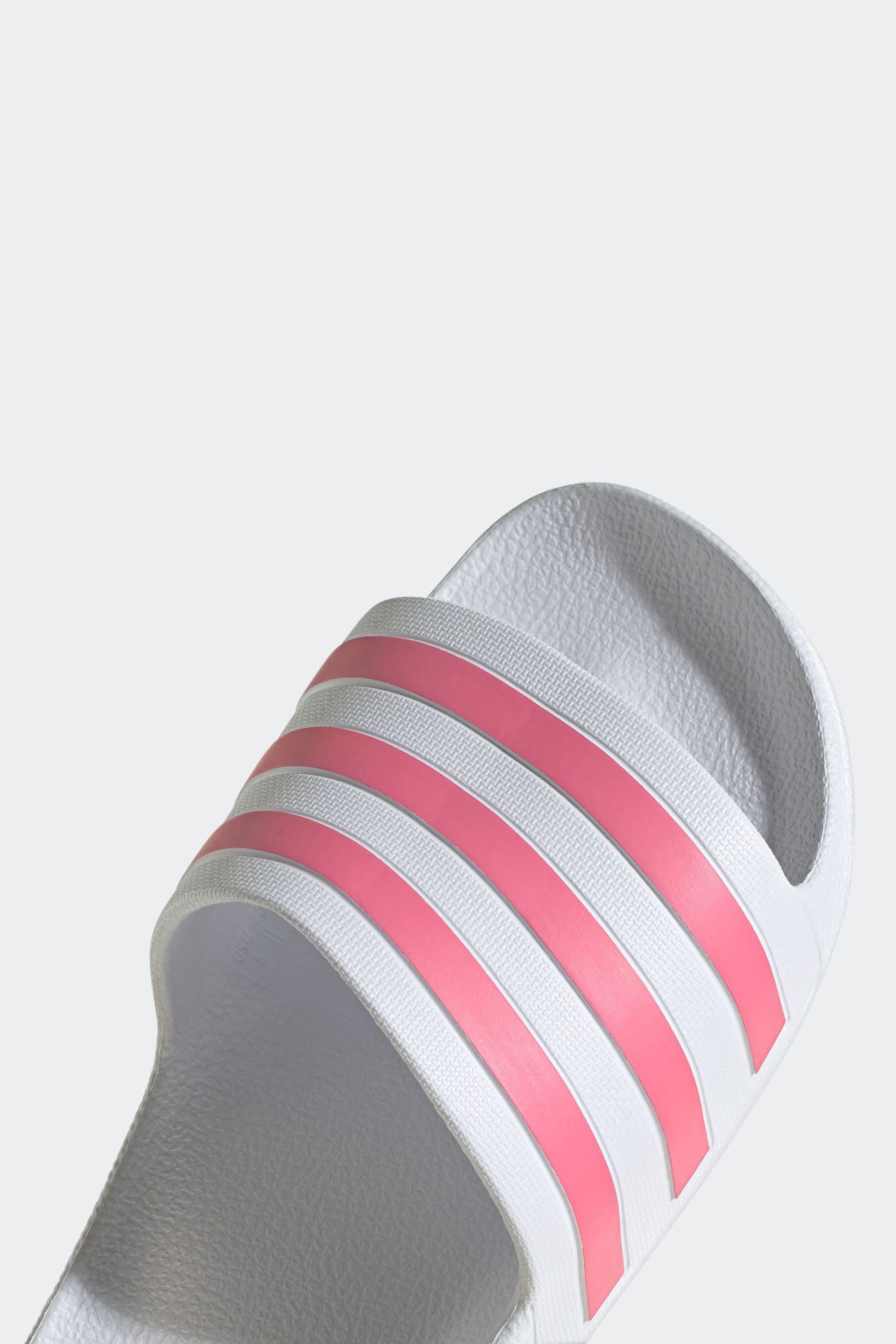 adidas White Adilette Aqua Sliders - Image 8 of 9