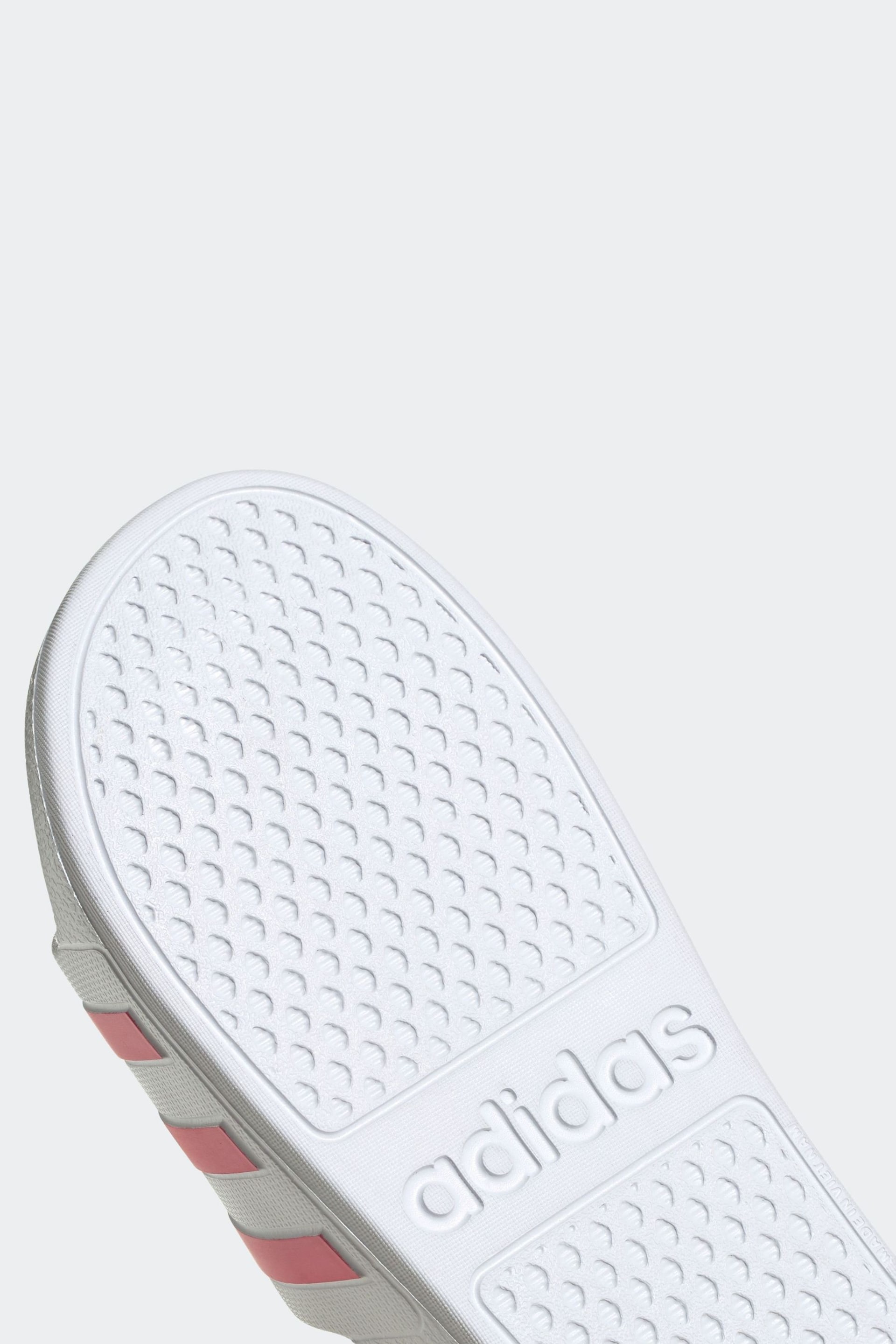 adidas White Adilette Aqua Sliders - Image 9 of 9