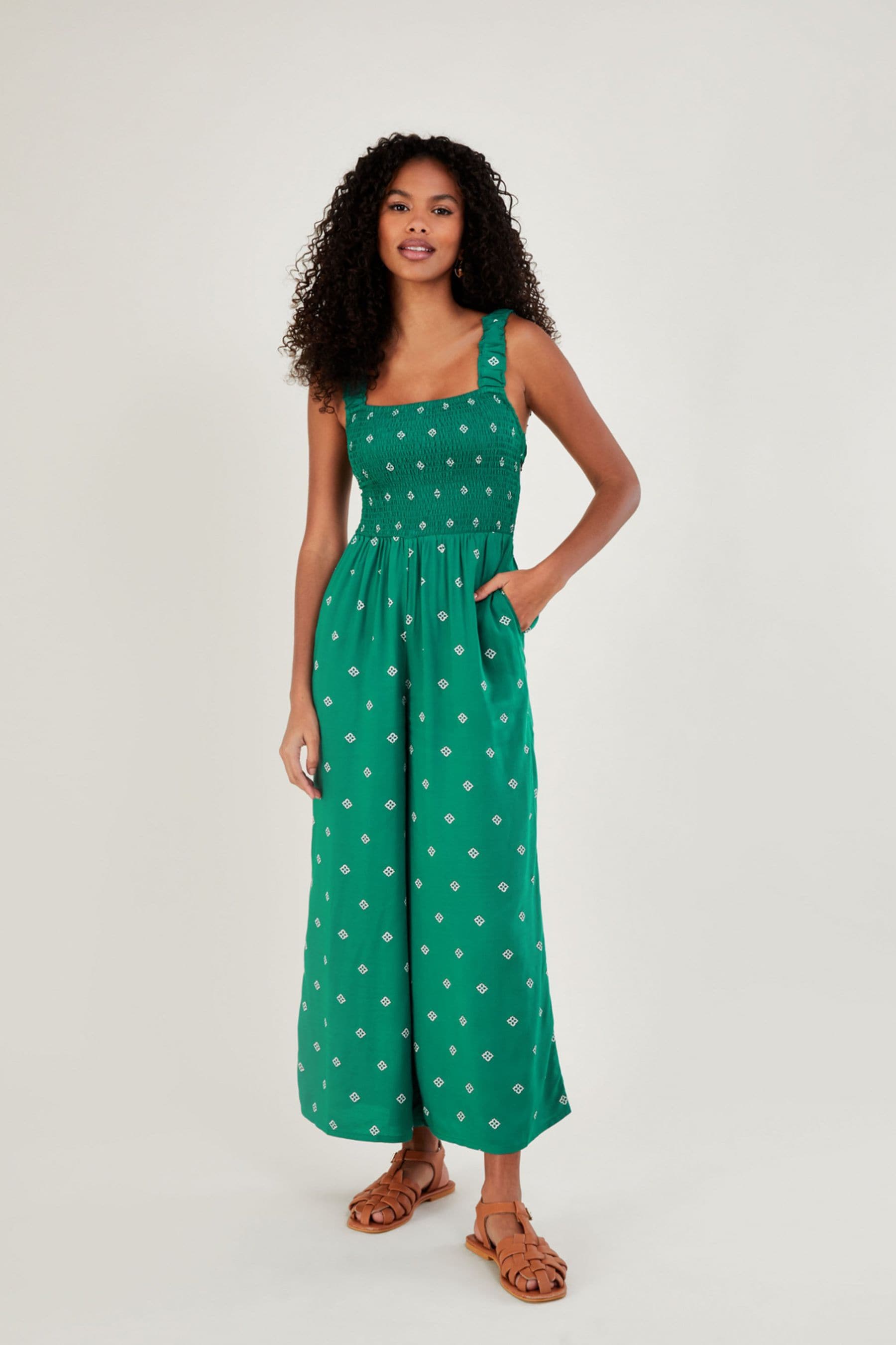 Monsoon green jumpsuit clearance