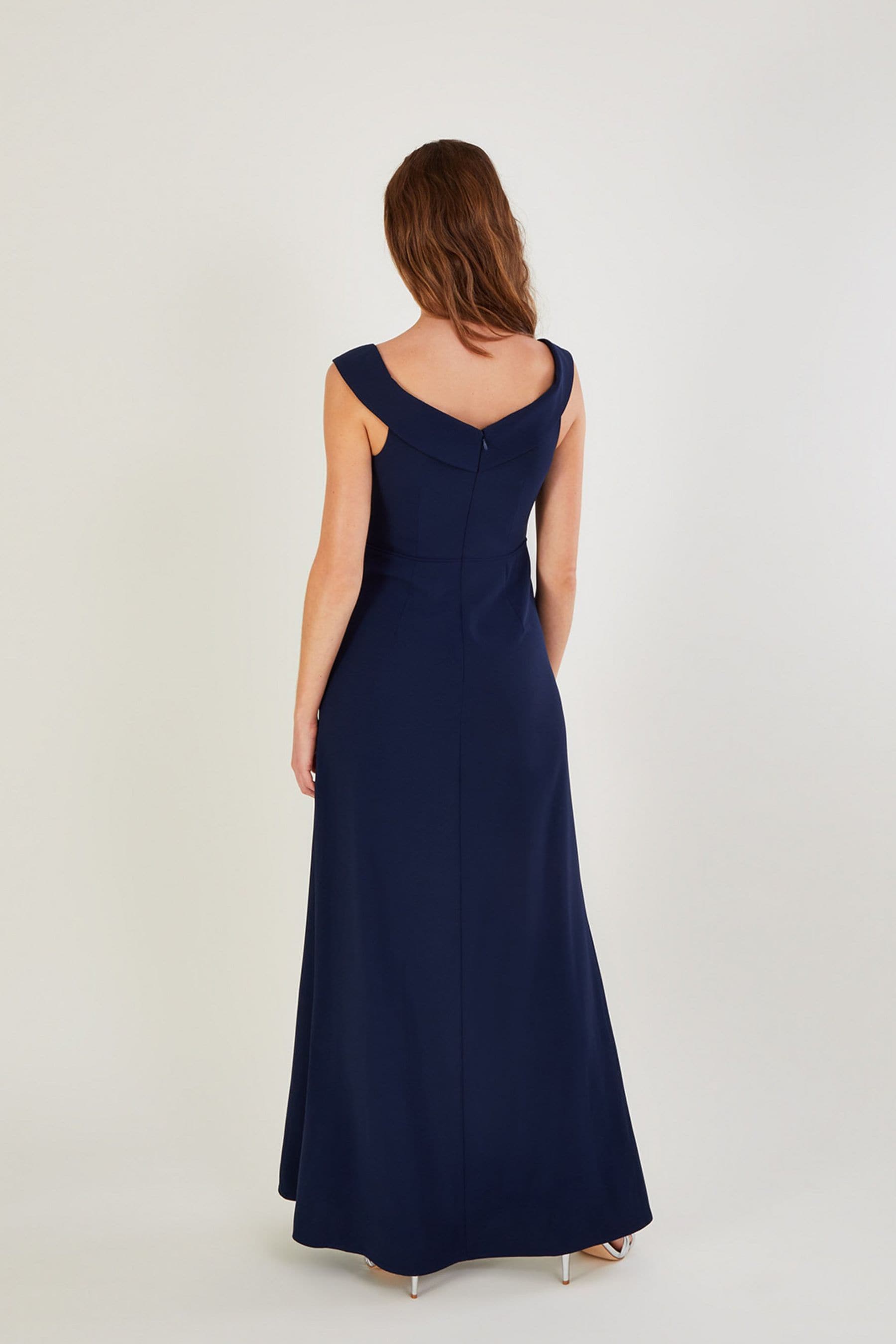 Buy Monsoon Blue Beatrice Crepe Bardot Maxi Dress from Next Oman