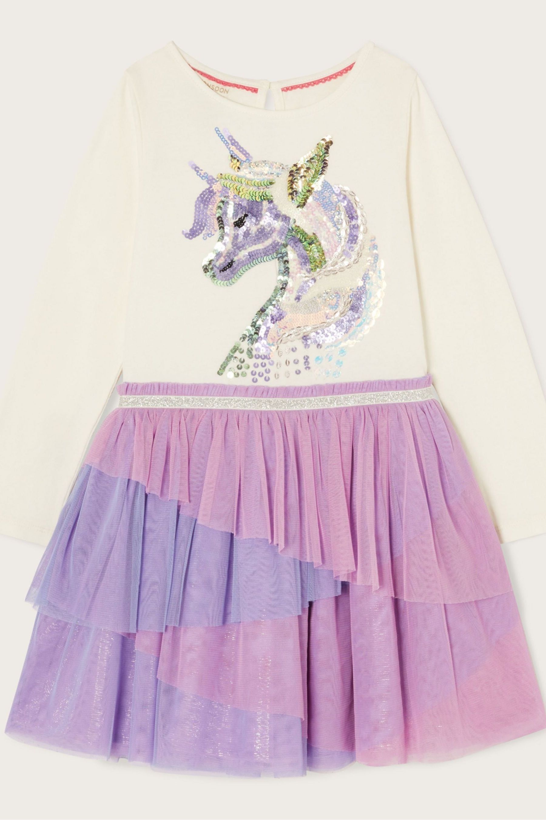 Buy Monsoon Purple Disco Unicorn Dress from Next Luxembourg