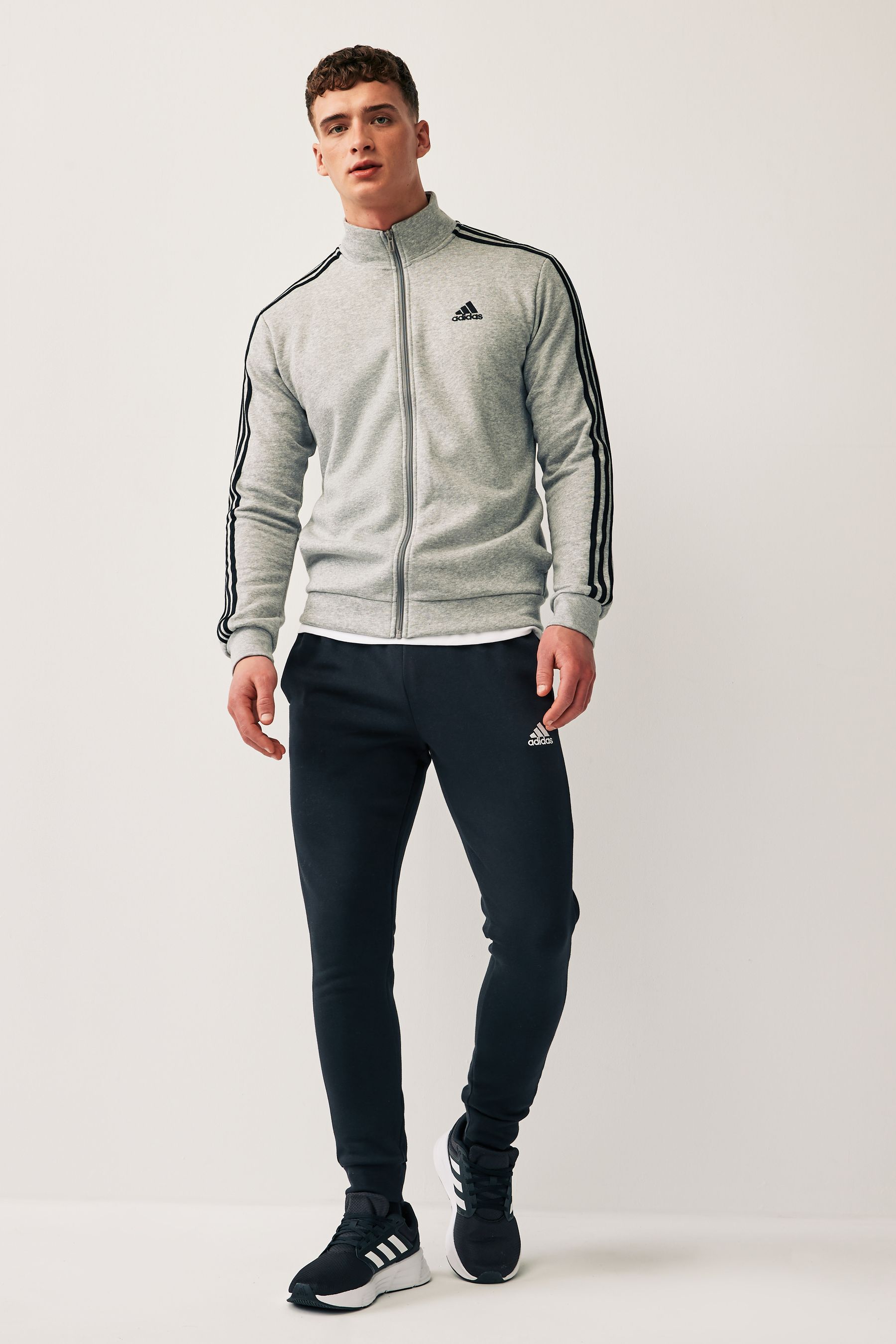 Adidas grey and white tracksuit sale