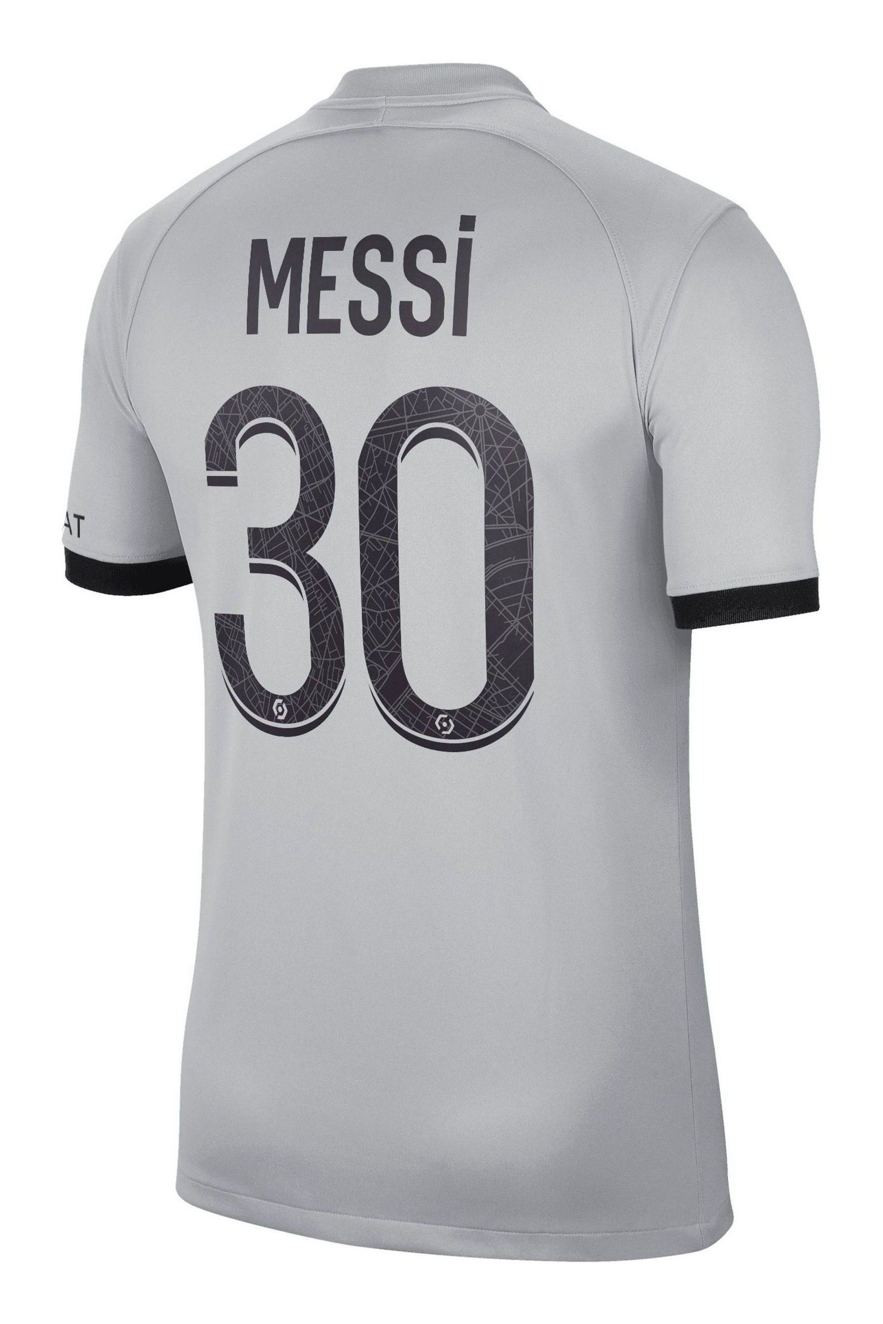 Buy Nike Grey Messi 30 PSG Jordan 22 23 Away Football Shirt from Next Ireland