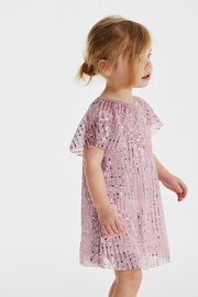 Pink Sequin Party Angel Sleeve Dress (3mths-8yrs) - Image 1 of 7