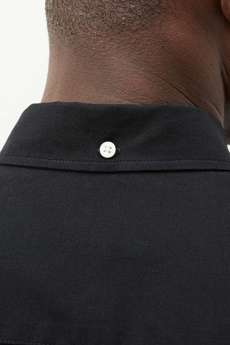 Black Slim Fit Short Sleeve Oxford Shirt - Image 4 of 7