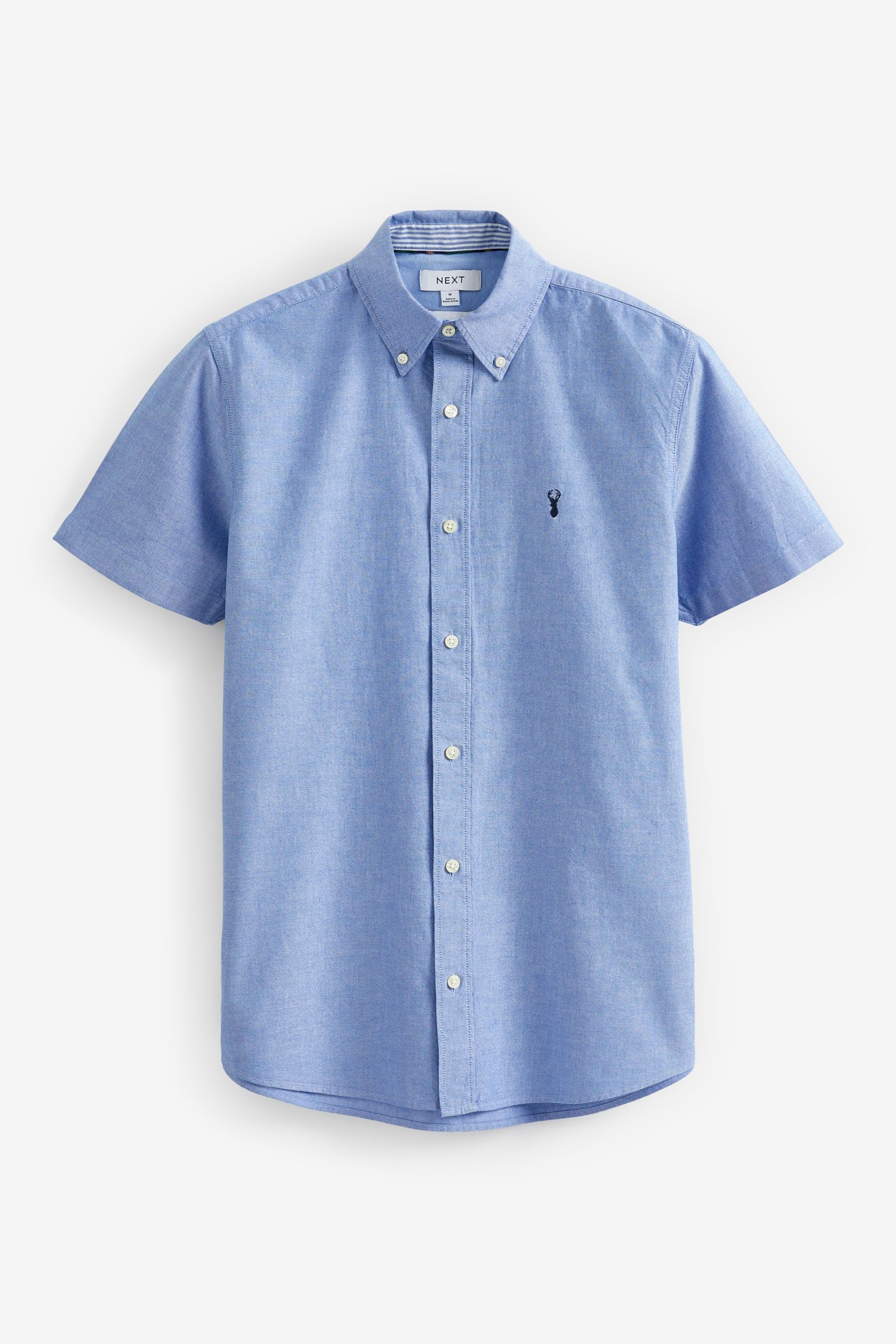Light Blue Slim Fit Short Sleeve Oxford Shirt - Image 7 of 9