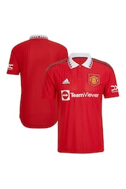 adidas Red Blank Manchester United Home 2022-23 Authentic Shirt - Image 1 of 3