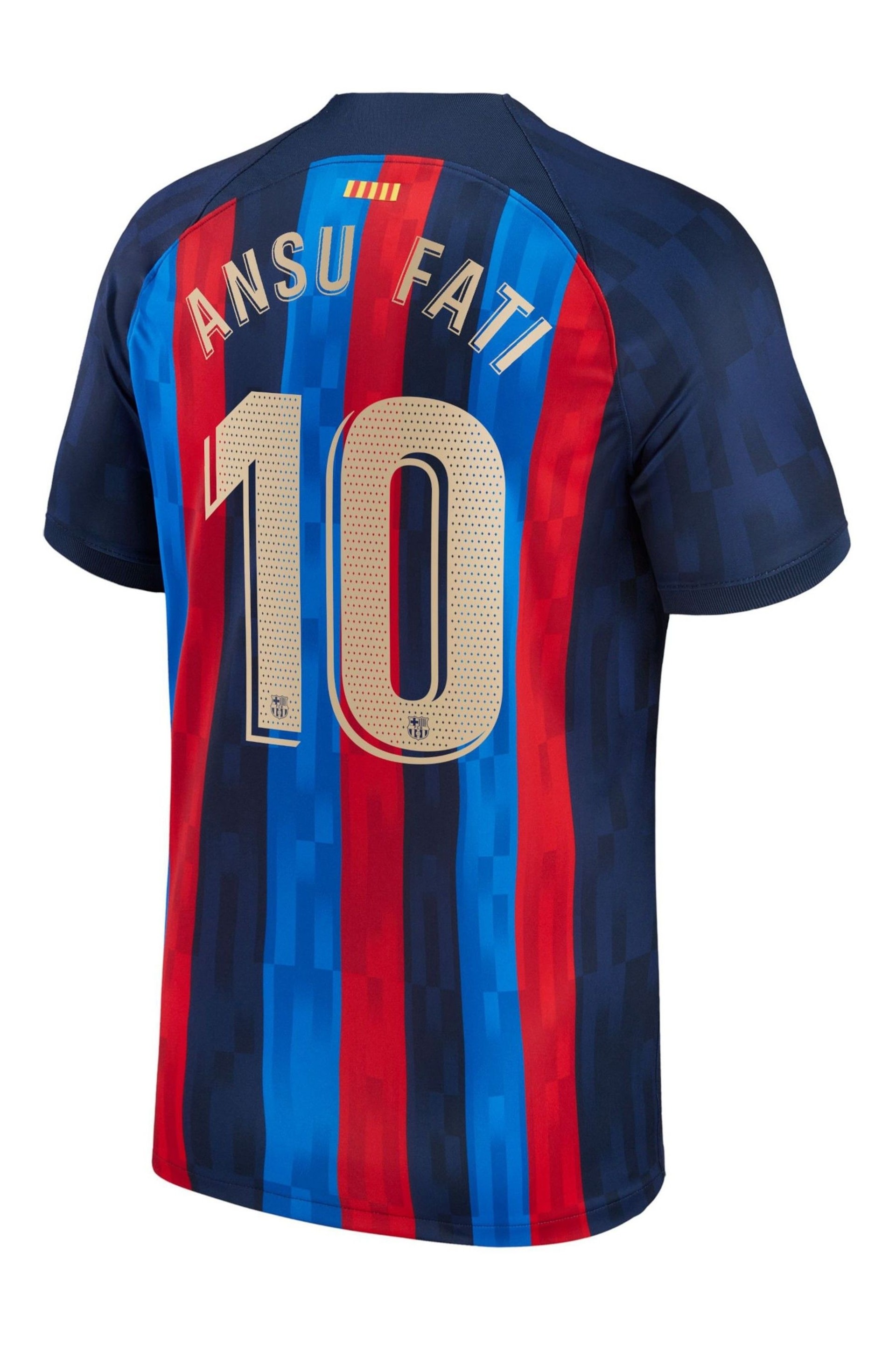 Nike Navy Ansu Fati - 10 F.C. Barcelona 22/23 Home Football Shirt Kids - Image 3 of 3