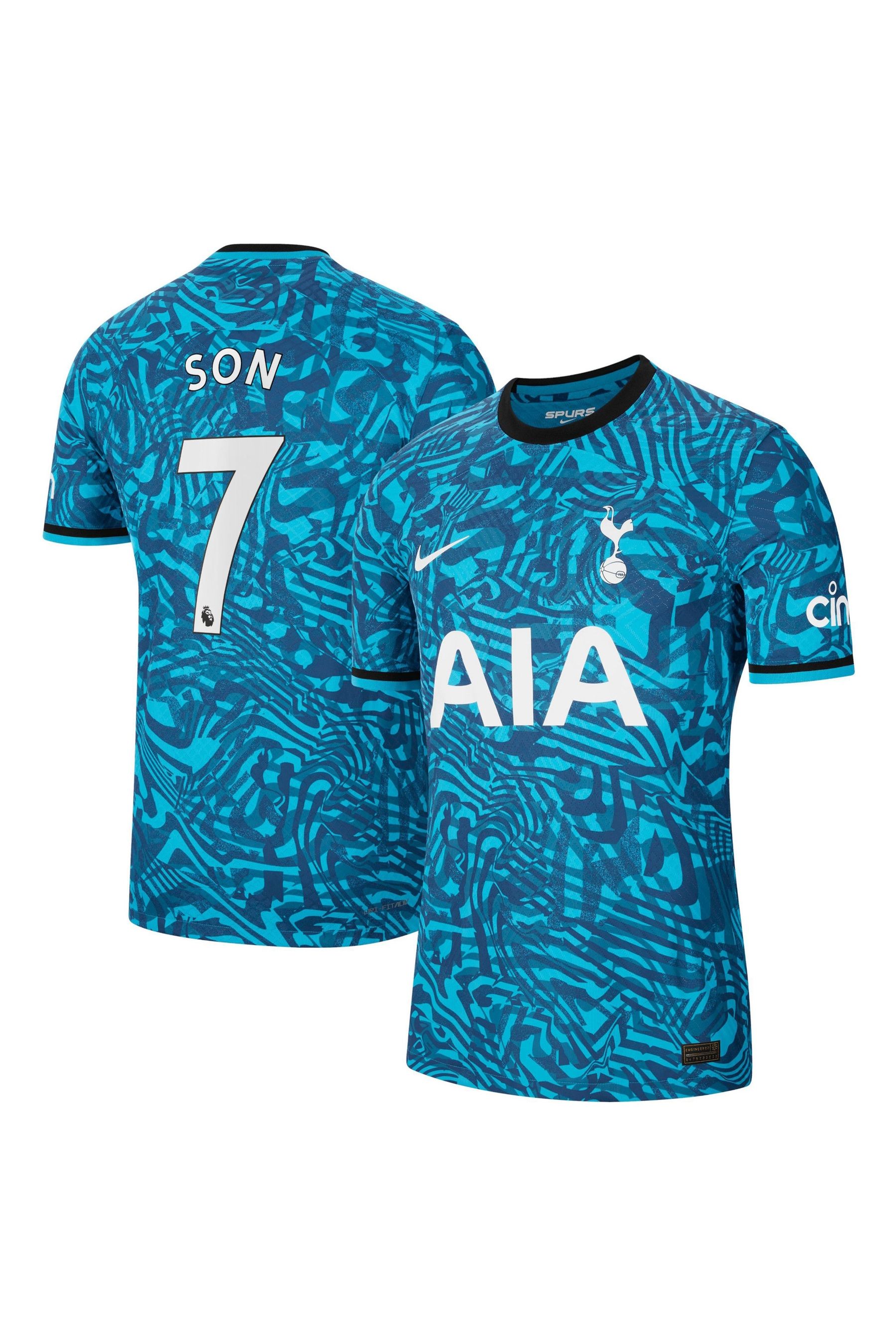 Buy Nike Blue Son 7 Tottenham Hotspur Third Vapor Match Shirt 2022 23 from the Next UK online shop