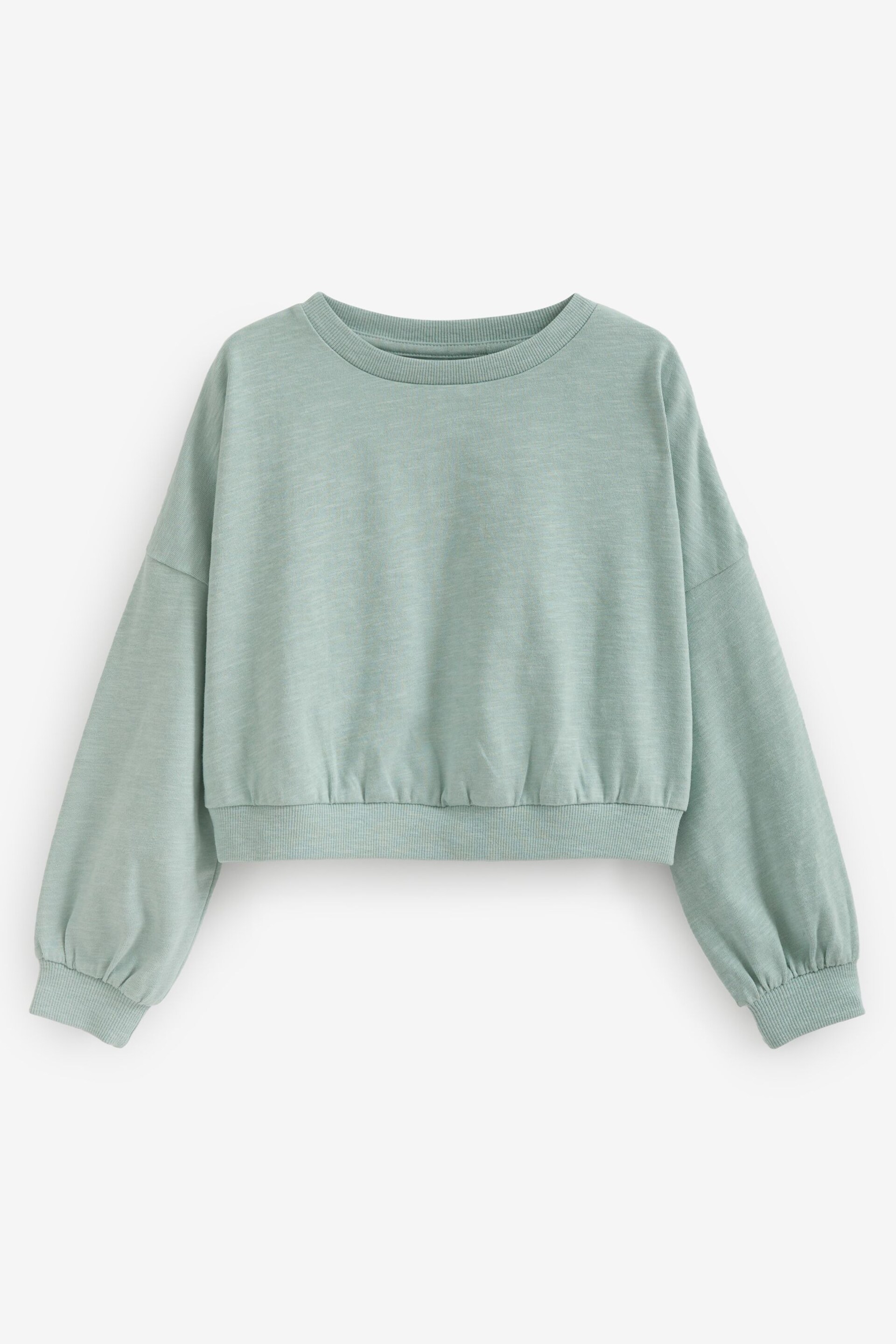 Mint Green Boxy Long Sleeve Cuffed Sweat Top (3-16yrs) - Image 3 of 5