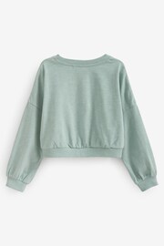 Mint Green Boxy Long Sleeve Cuffed Sweat Top (3-16yrs) - Image 4 of 5