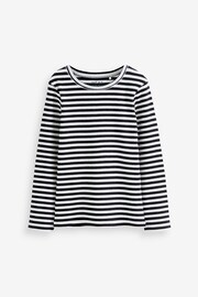 Black/White Stripe 1 Pack Long Sleeve Ribbed Top (3-16yrs) - Image 7 of 8