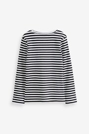 Black/White Stripe 1 Pack Long Sleeve Ribbed Top (3-16yrs) - Image 8 of 8