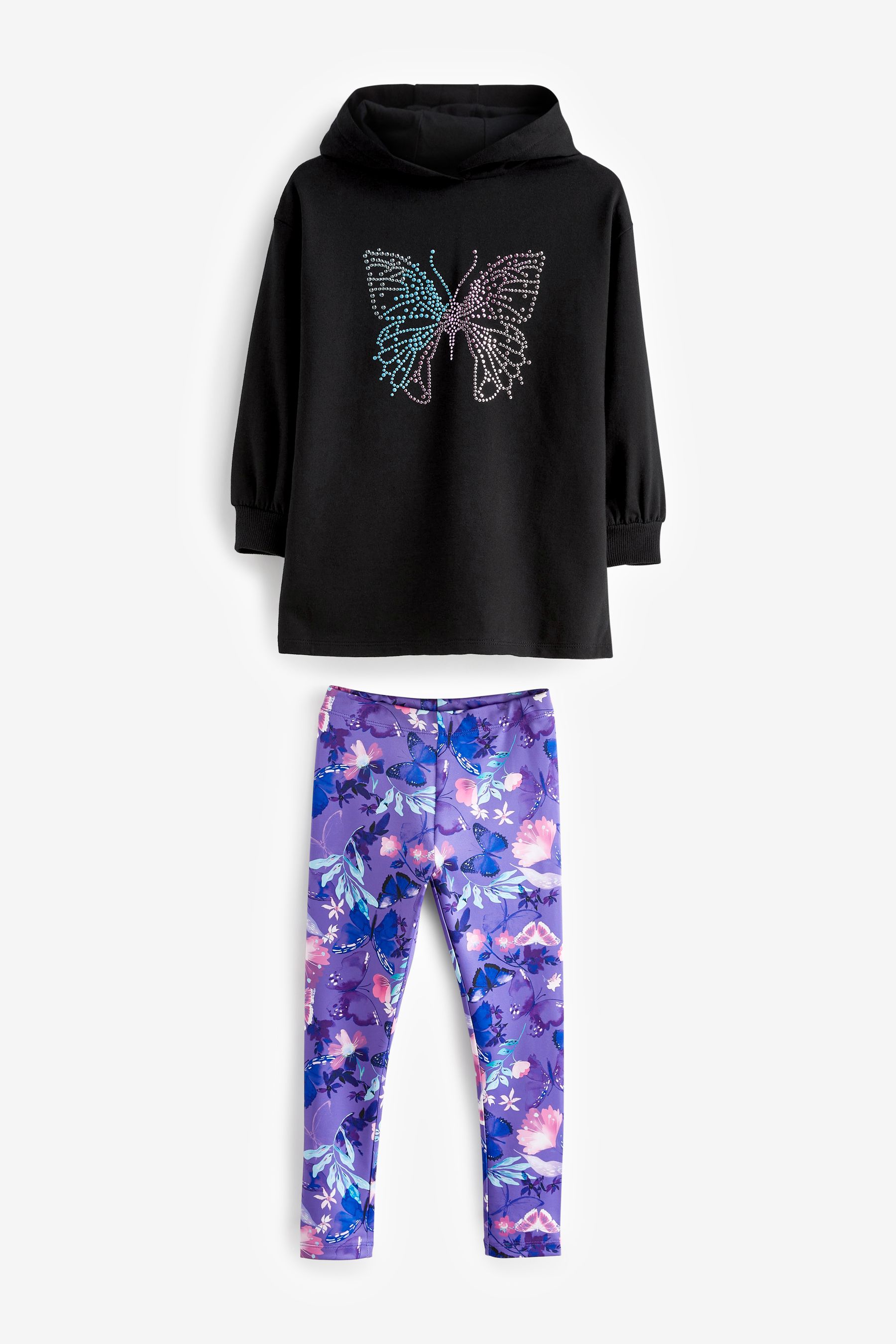 Buy Black Purple Butterfly Hoodie Leggings Set 3 16yrs from Next Ireland