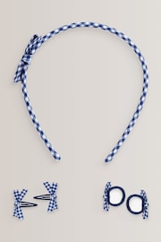 Navy Blue Gingham Hair Set - Image 1 of 1