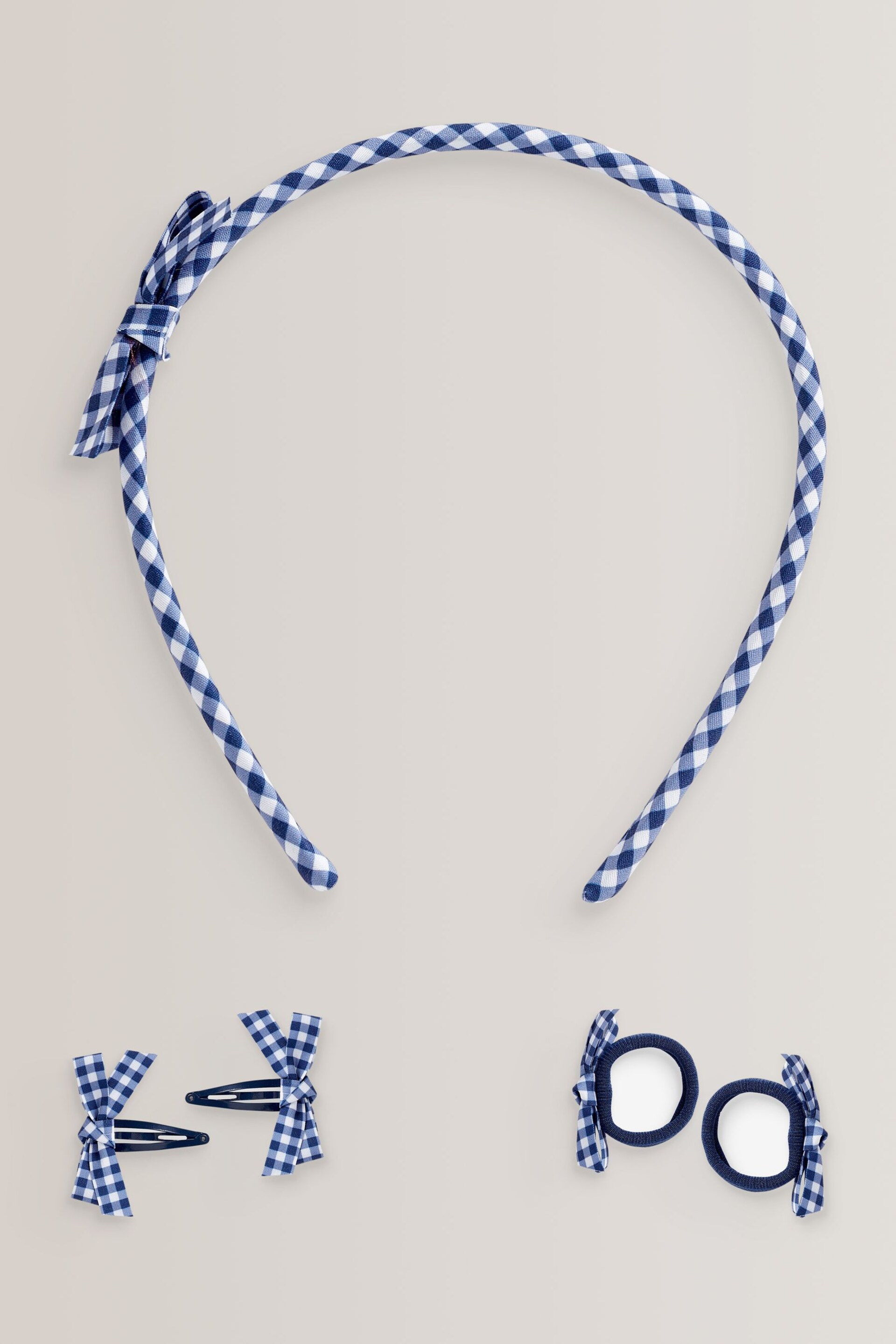 Navy Blue Gingham Hair Set - Image 1 of 1