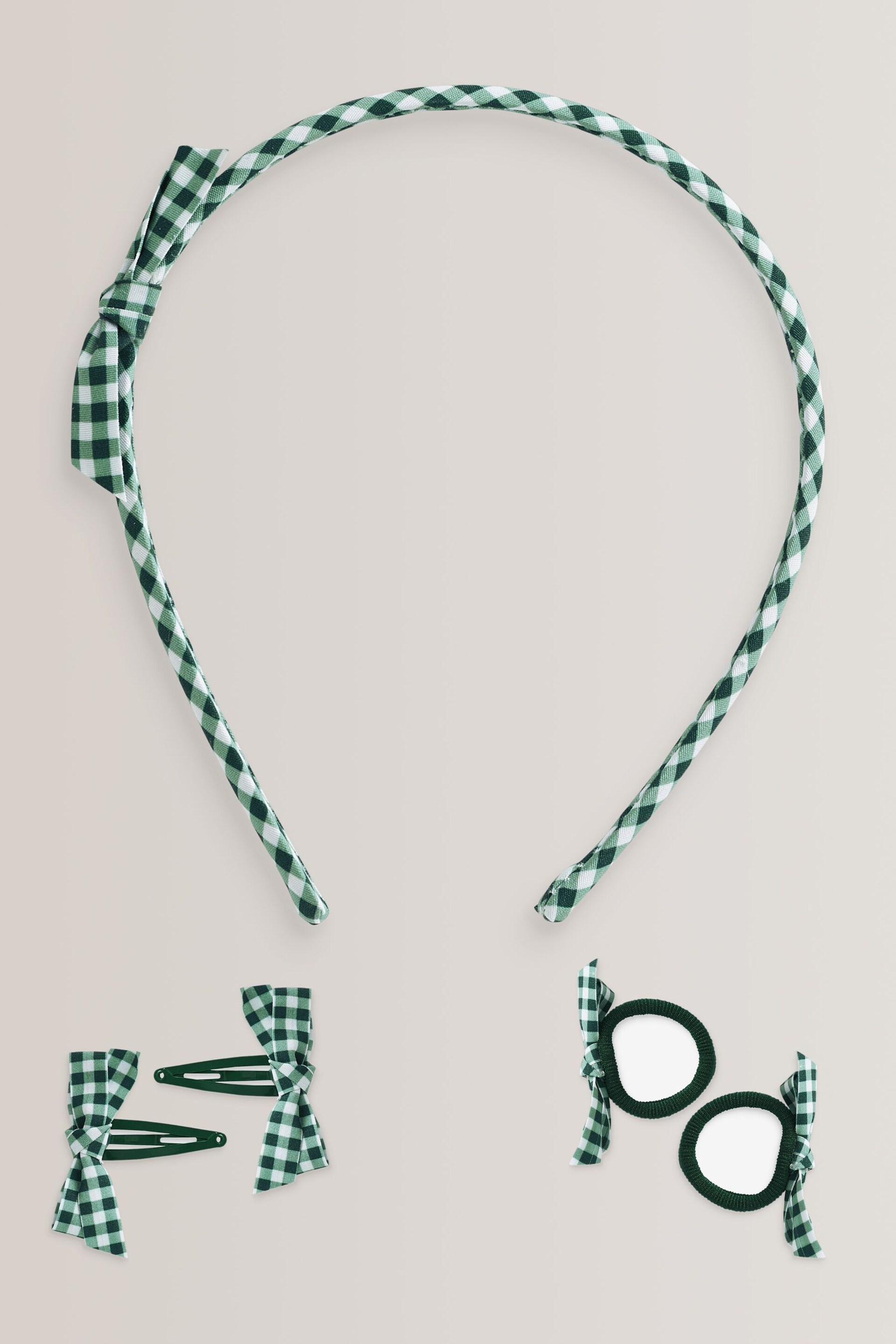 Green Gingham Hair Set - Image 1 of 4