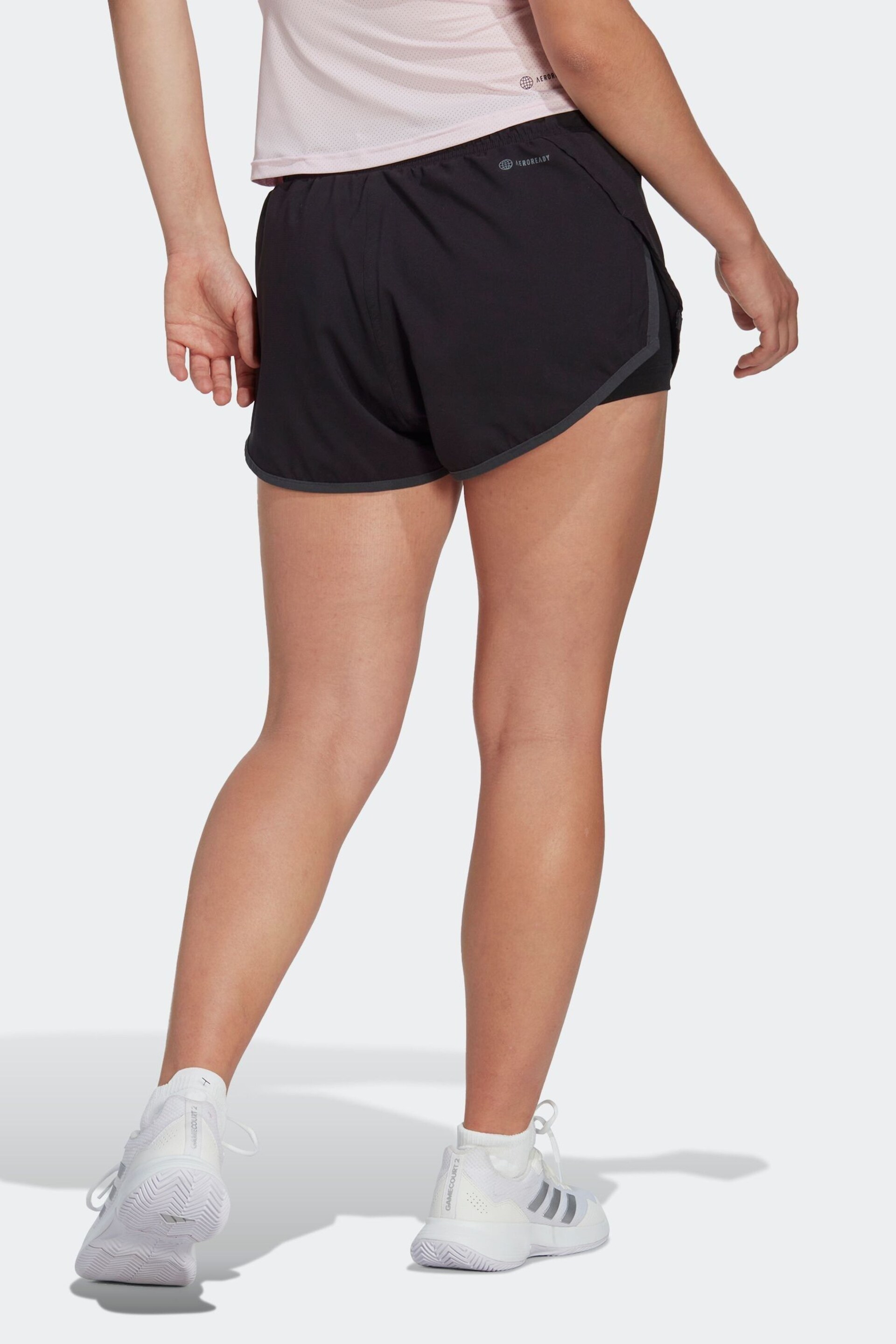 adidas Black Adult Sport Club Tennis Shorts - Image 2 of 7