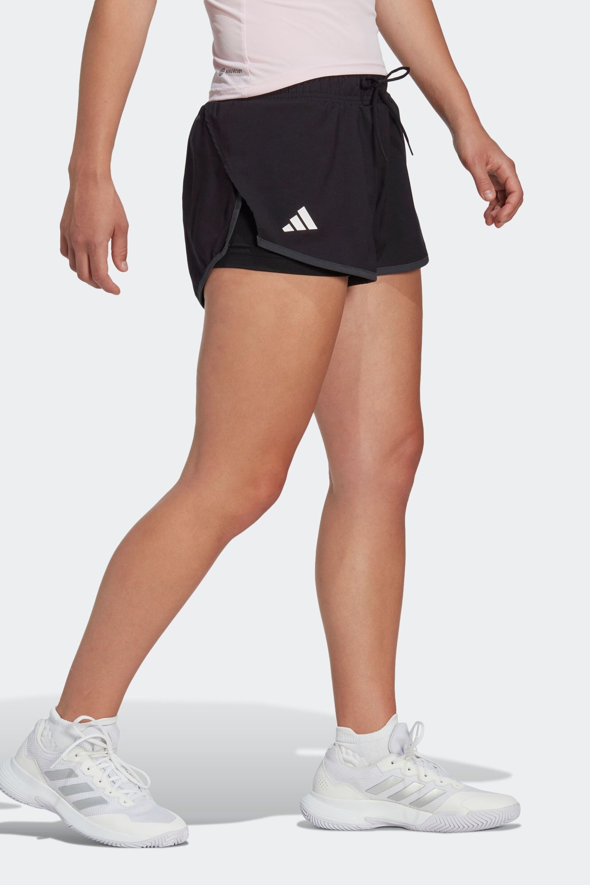adidas Black Adult Sport Club Tennis Shorts - Image 3 of 7