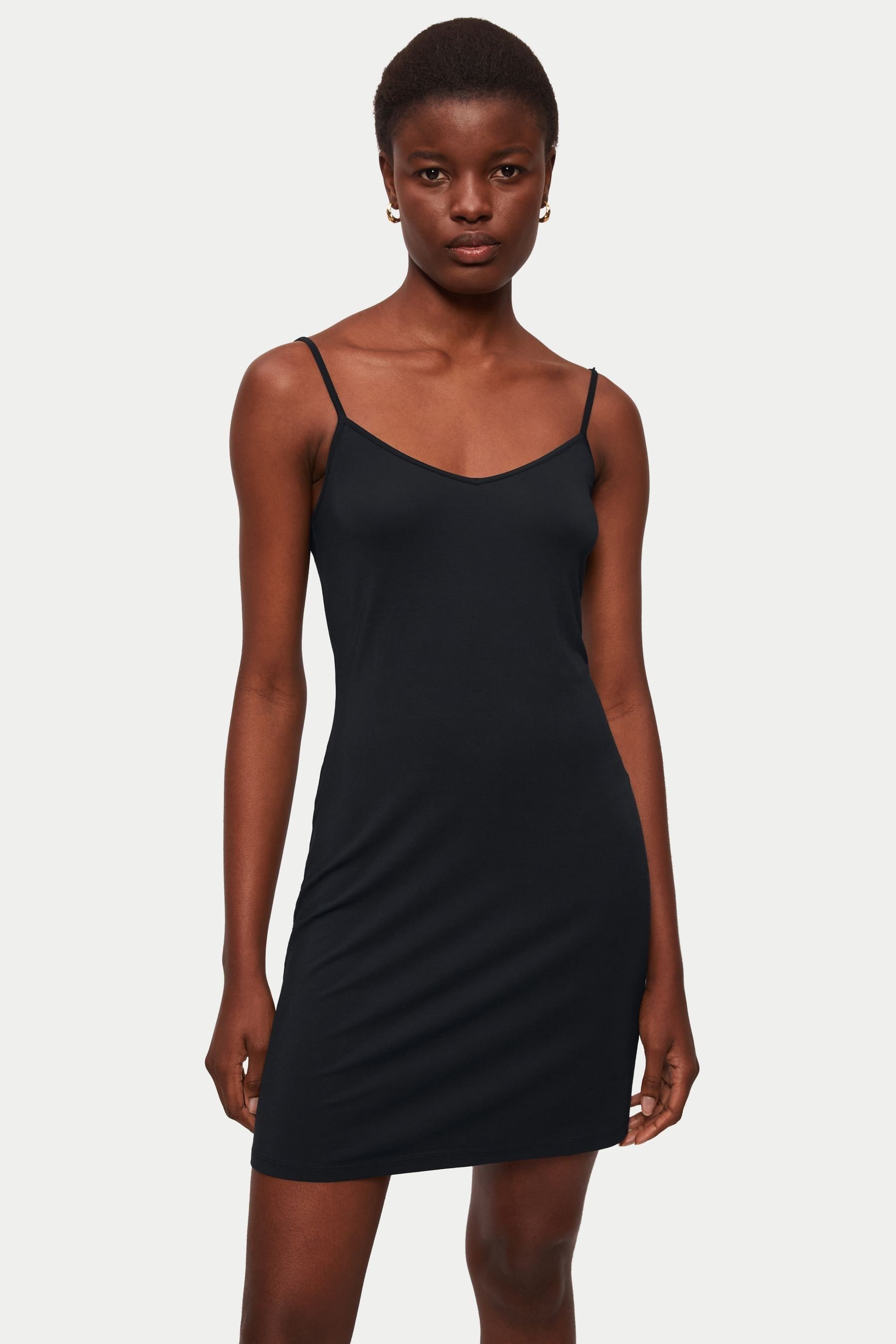 Black jersey slip dress discount