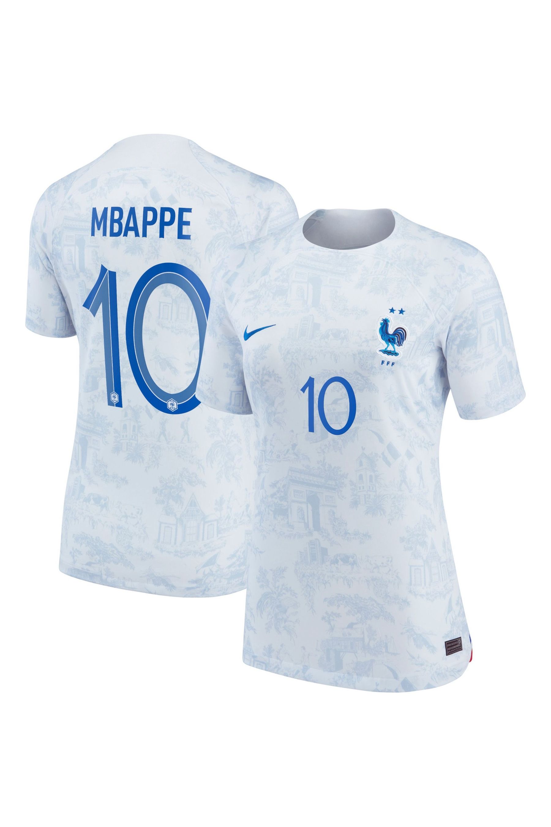 Buy Nike White Mbappe 10 France Womens Away Stadium Football Shirt 2022 Womens from Next Luxembourg