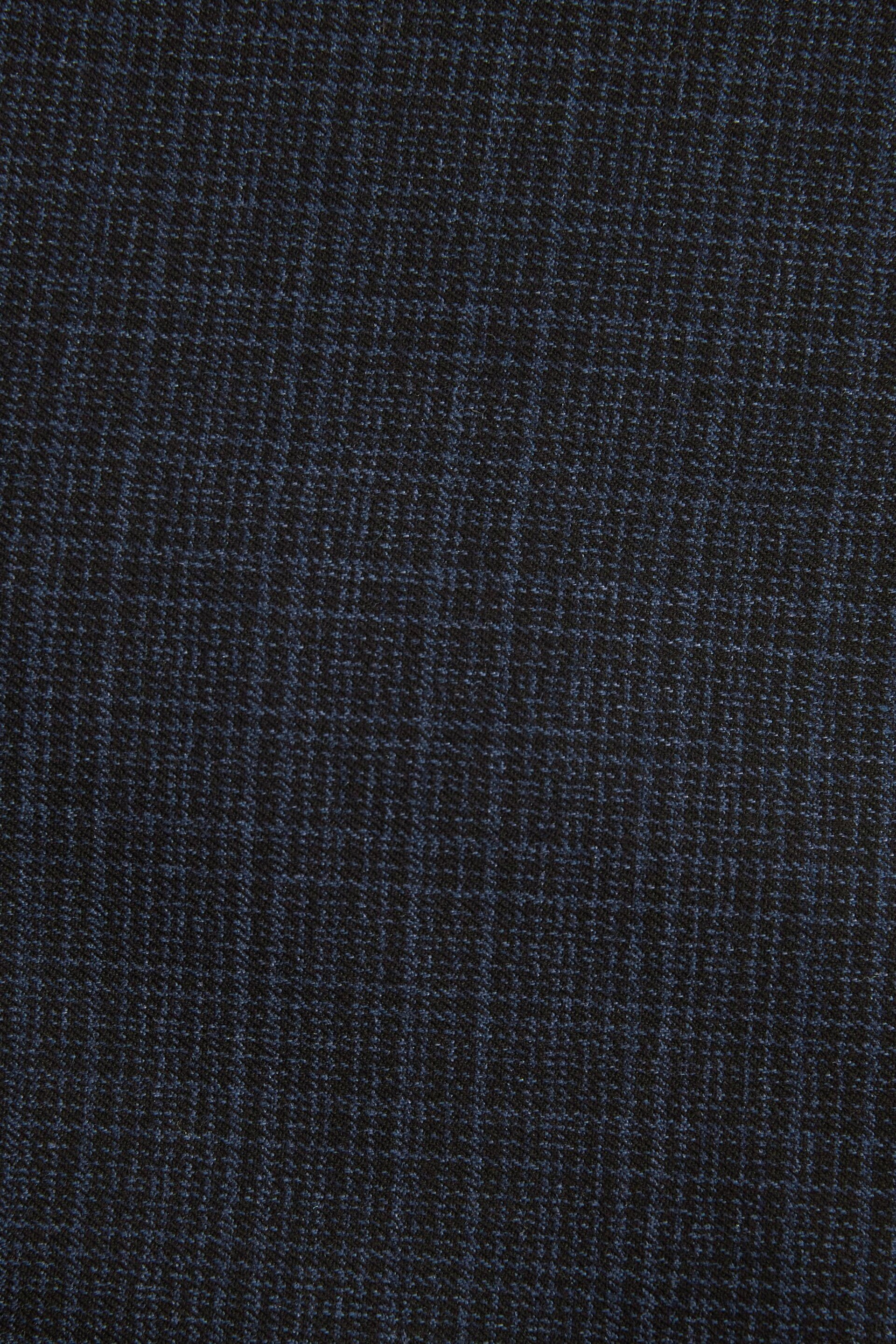 Navy Blue Skinny Check Suit Jacket - Image 10 of 13