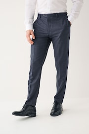 Navy Blue Skinny Check Suit Trousers - Image 1 of 10