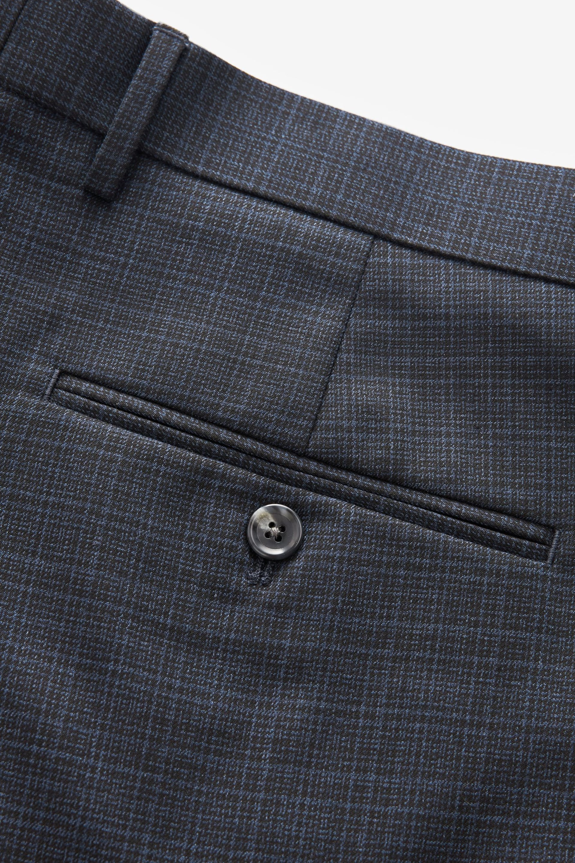 Navy Blue Skinny Check Suit Trousers - Image 8 of 10