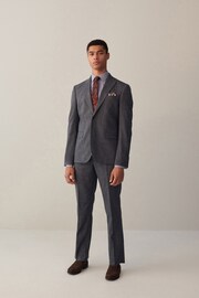 Blue Regular Fit Textured Suit Jacket - Image 2 of 14