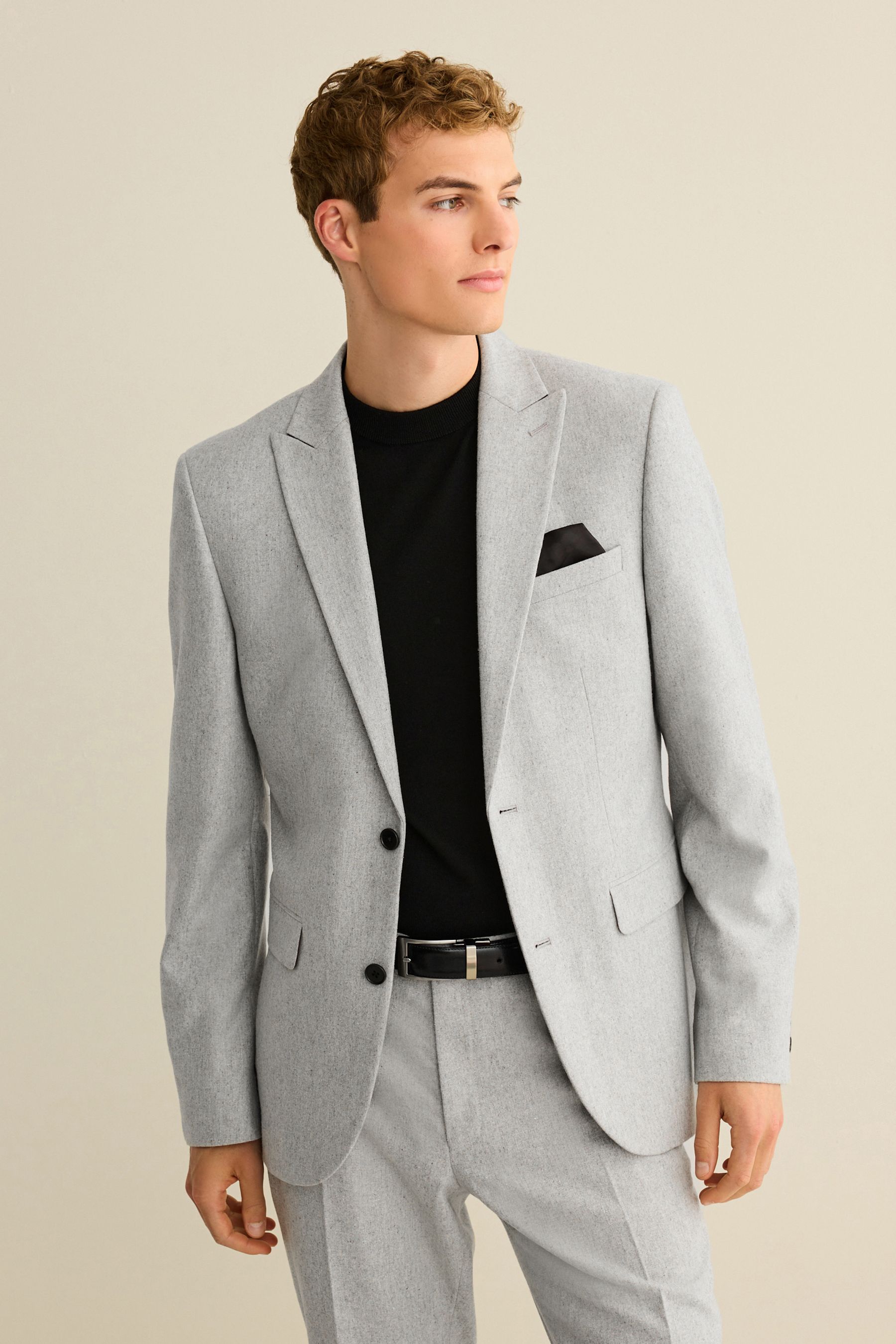 Buy Light Grey Slim Fit Wool Donegal Suit Jacket from Next Luxembourg