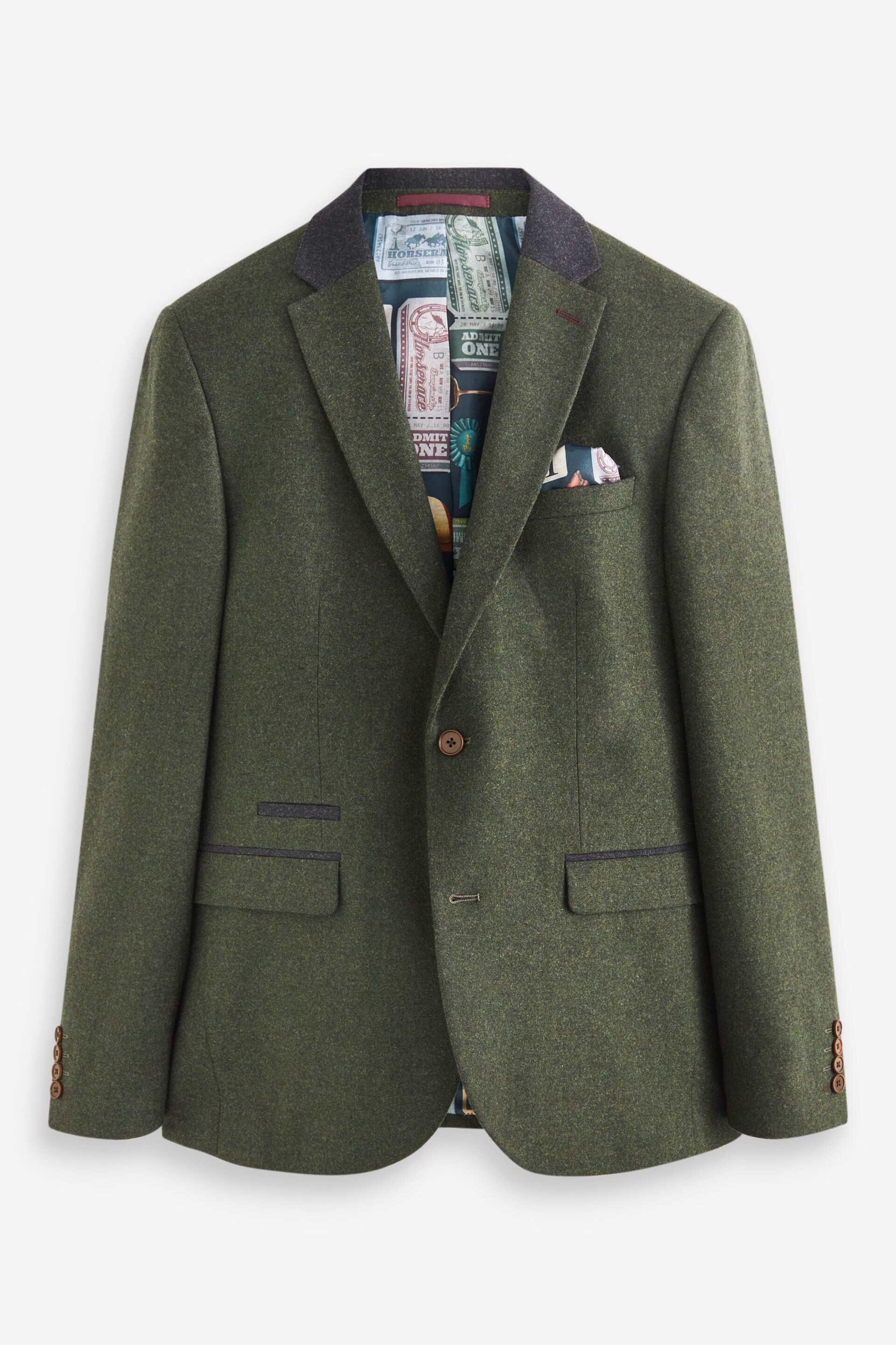 Green Slim Fit Trimmed Donegal Suit: Jacket - Image 11 of 16